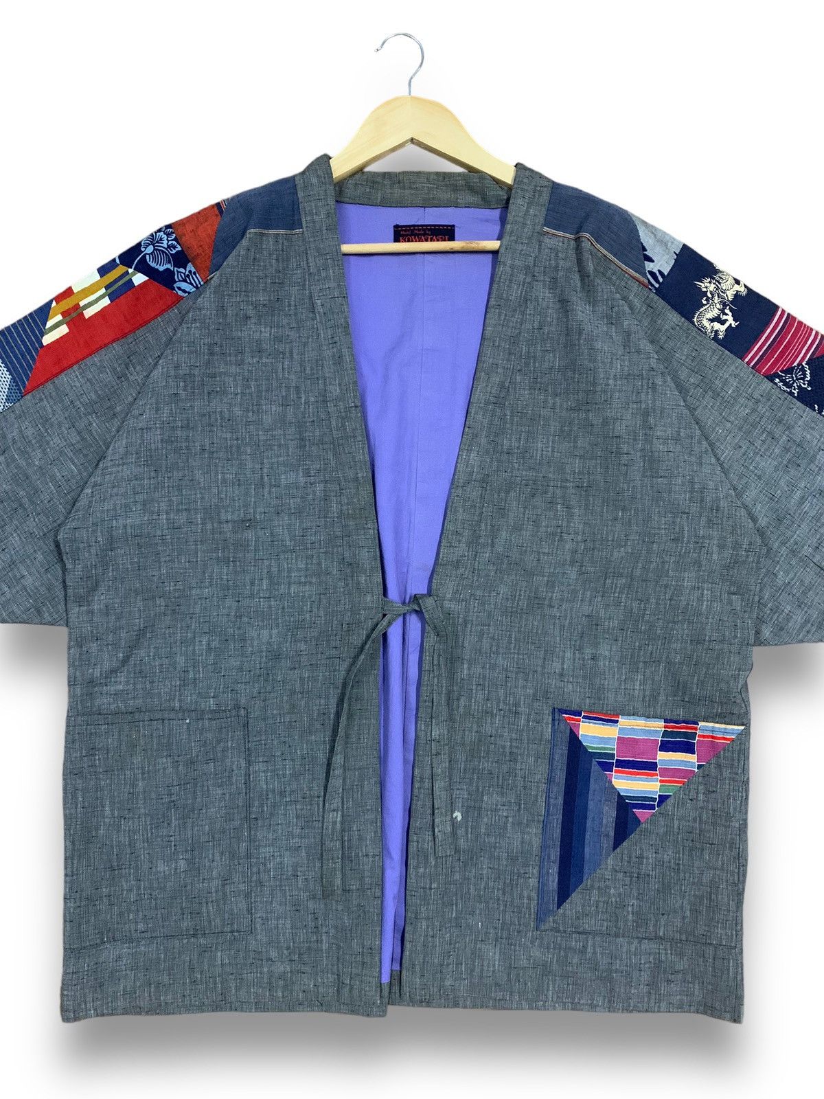 Japanese Brand Vintage Kowatari Handmade Patchwork Traditional Kimono Size US L / EU 52-54 / 3 - 3 Thumbnail
