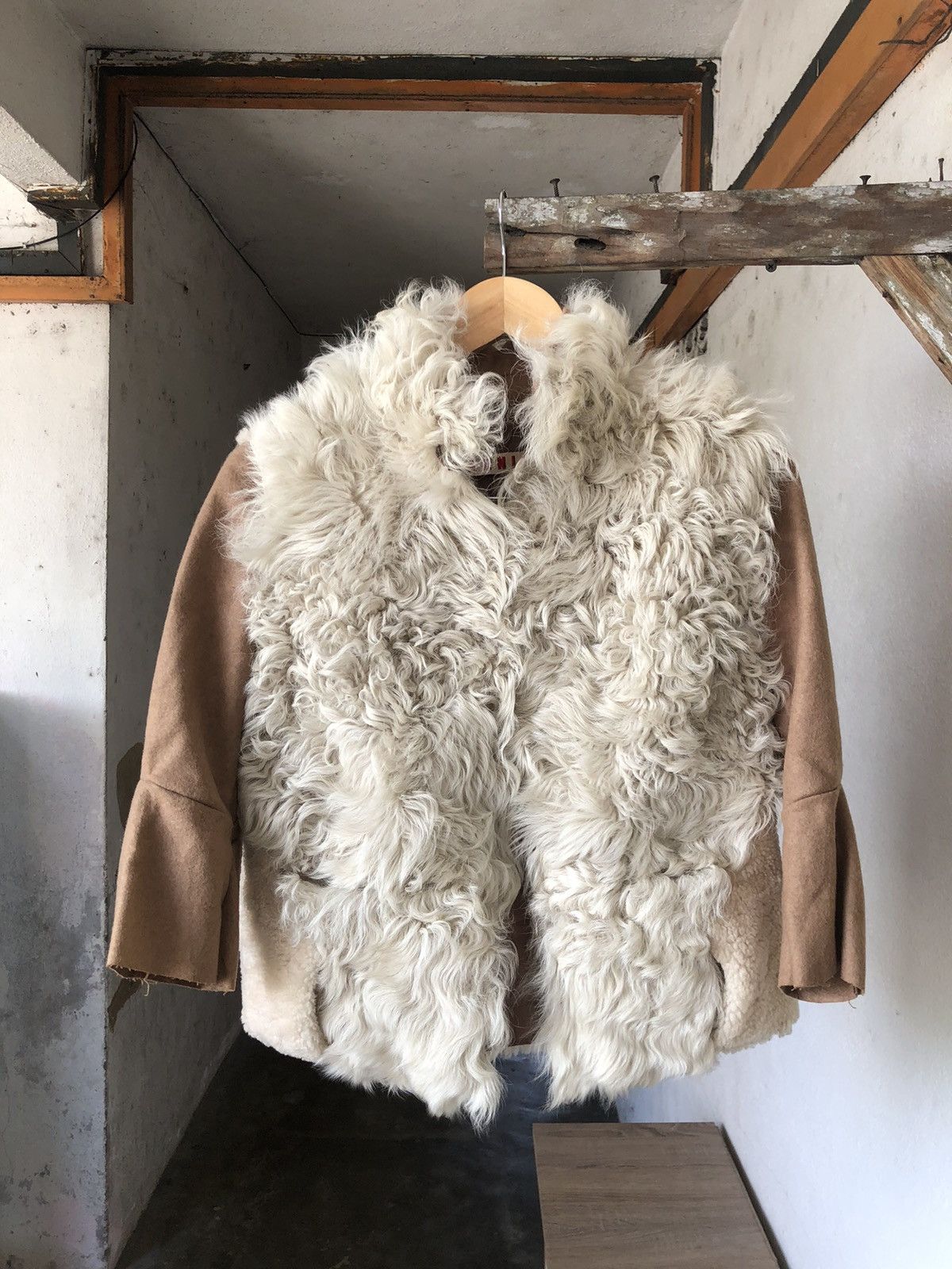 image of Marni Lamb Skin Fur Jacket in Brown, Women's (Size Medium)
