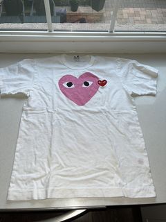 Japanese Brand Comme des Garcons Play Heart with Eyes PinkRed Y2k T shirt