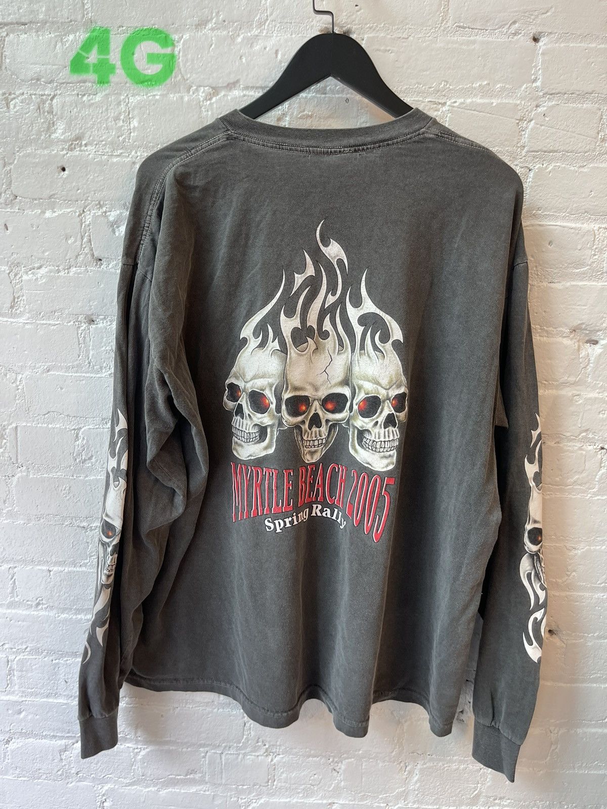Vintage Vintage Skull Flames THRASHED Black Faded Shirt 4Gseller Size US XL / EU 56 / 4 - 6 Thumbnail