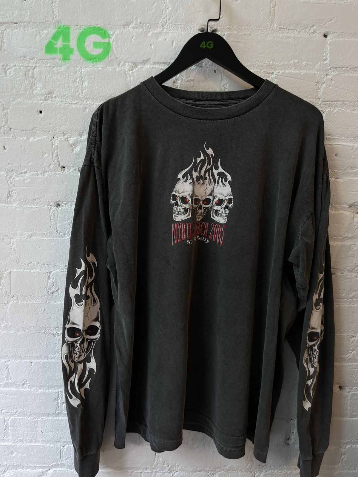 Vintage Vintage Skull Flames THRASHED Black Faded Shirt 4Gseller Size US XL / EU 56 / 4 - 1 Thumbnail