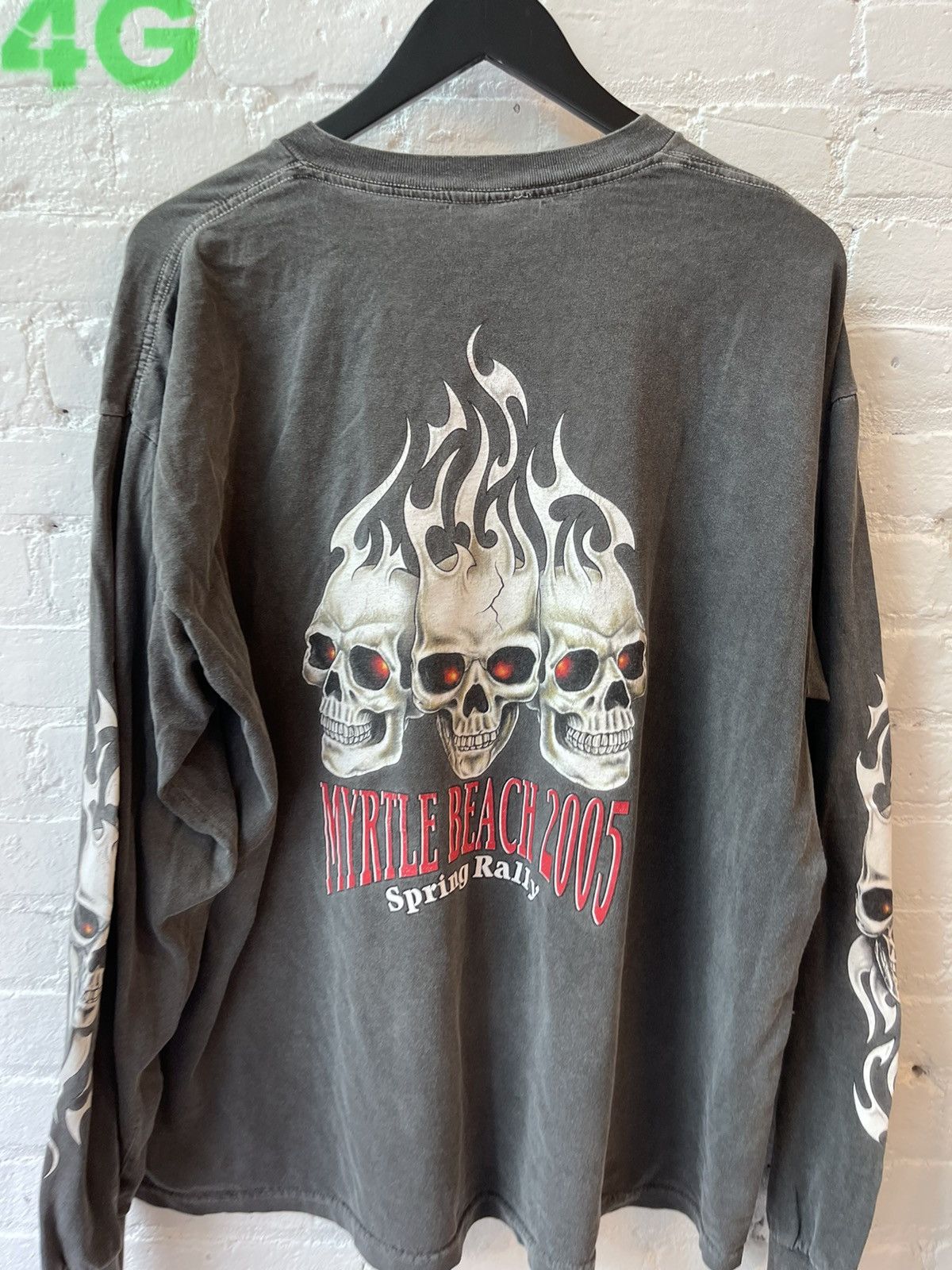 Vintage Vintage Skull Flames THRASHED Black Faded Shirt 4Gseller Size US XL / EU 56 / 4 - 7 Thumbnail
