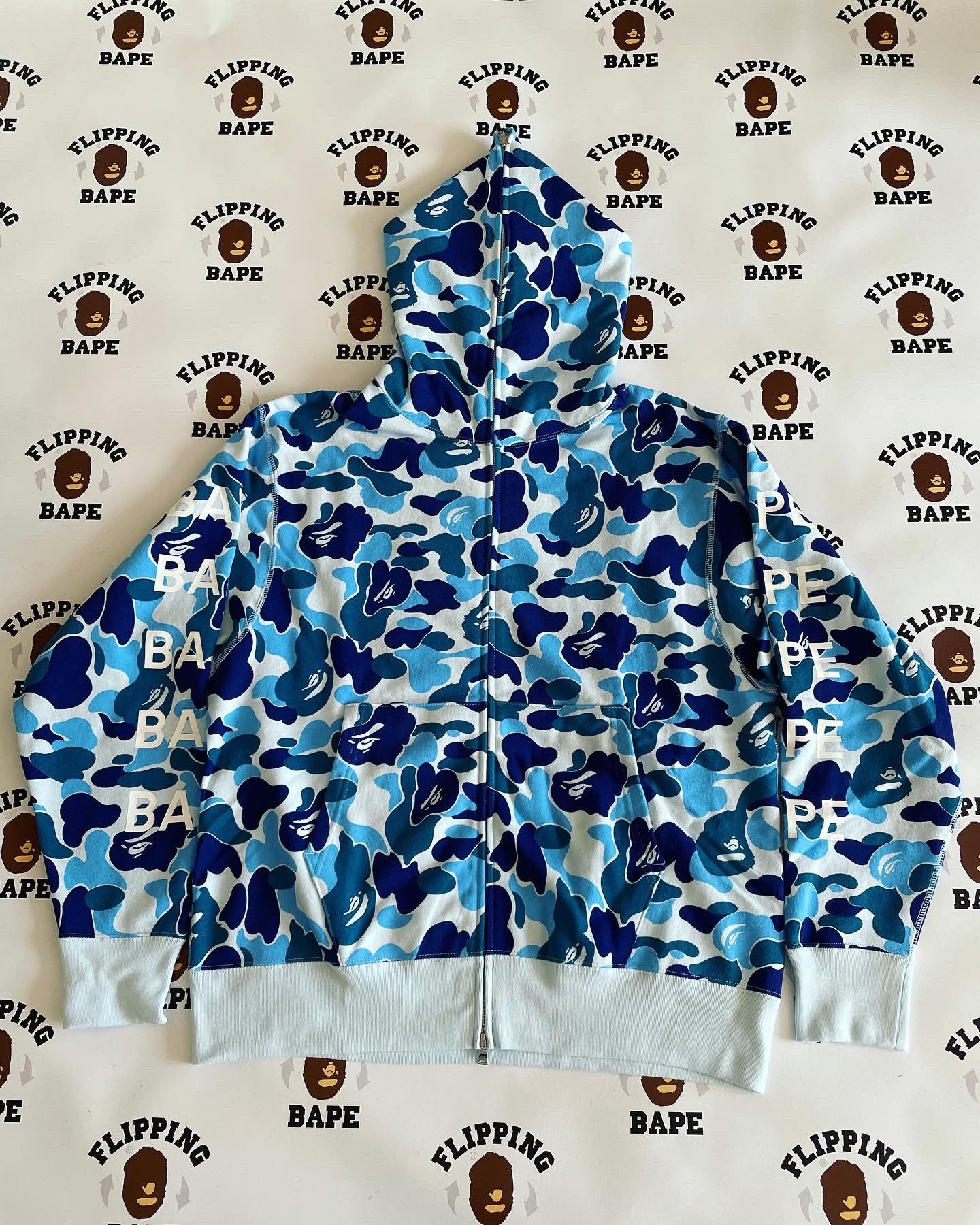 image of Bape Big Abc Camo Bape Relaxed Fit Full Zip Hoodie Blue, Men's (Size 2XL)