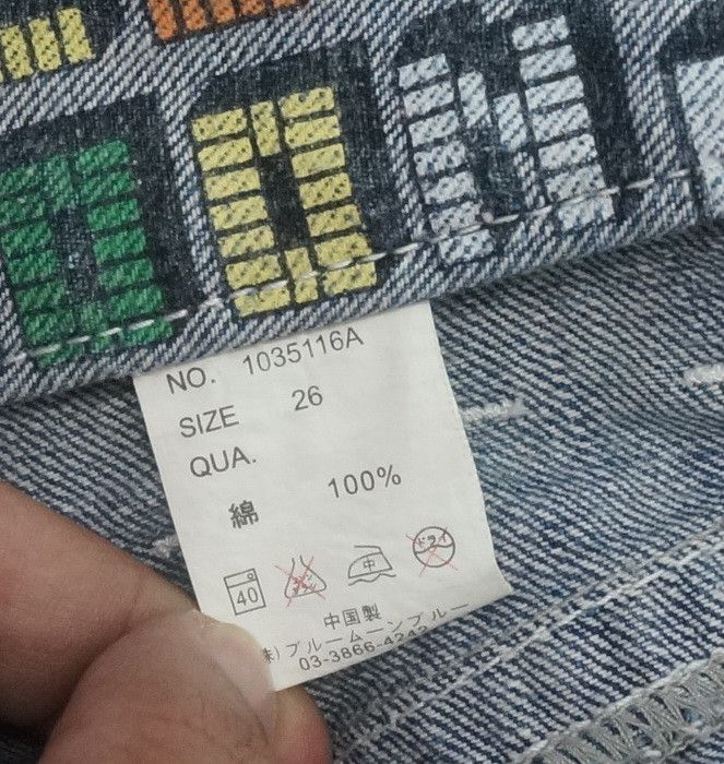 Japanese Brand Rare Vtg! BLUE MOON BLUE Rainbow Short rise Printed Denim Size US 29 - 23 Thumbnail