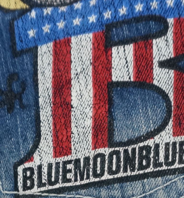 Japanese Brand Rare Vtg! BLUE MOON BLUE Rainbow Short rise Printed Denim Size US 29 - 25 Thumbnail