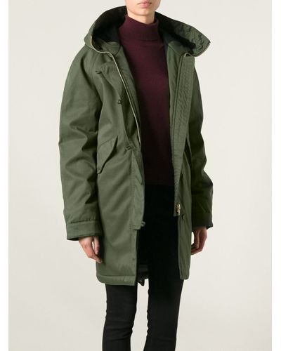 image of Avant Garde ±600$ Whyred Hooded Nylon/wool Parka in Miltary Green, Men's (Size Medium)