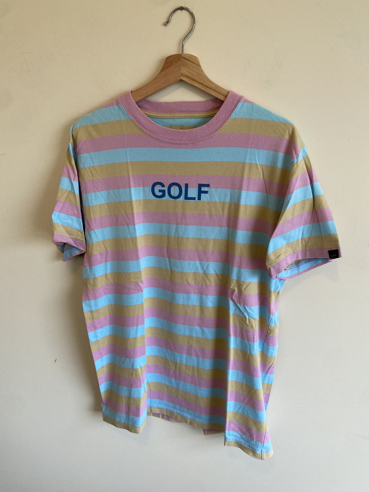 image of Golf Wang x Tyler The Creator 2013 Bimmer Music Video Stripe T Shirt Striped Pink Blue in Peach/Bab