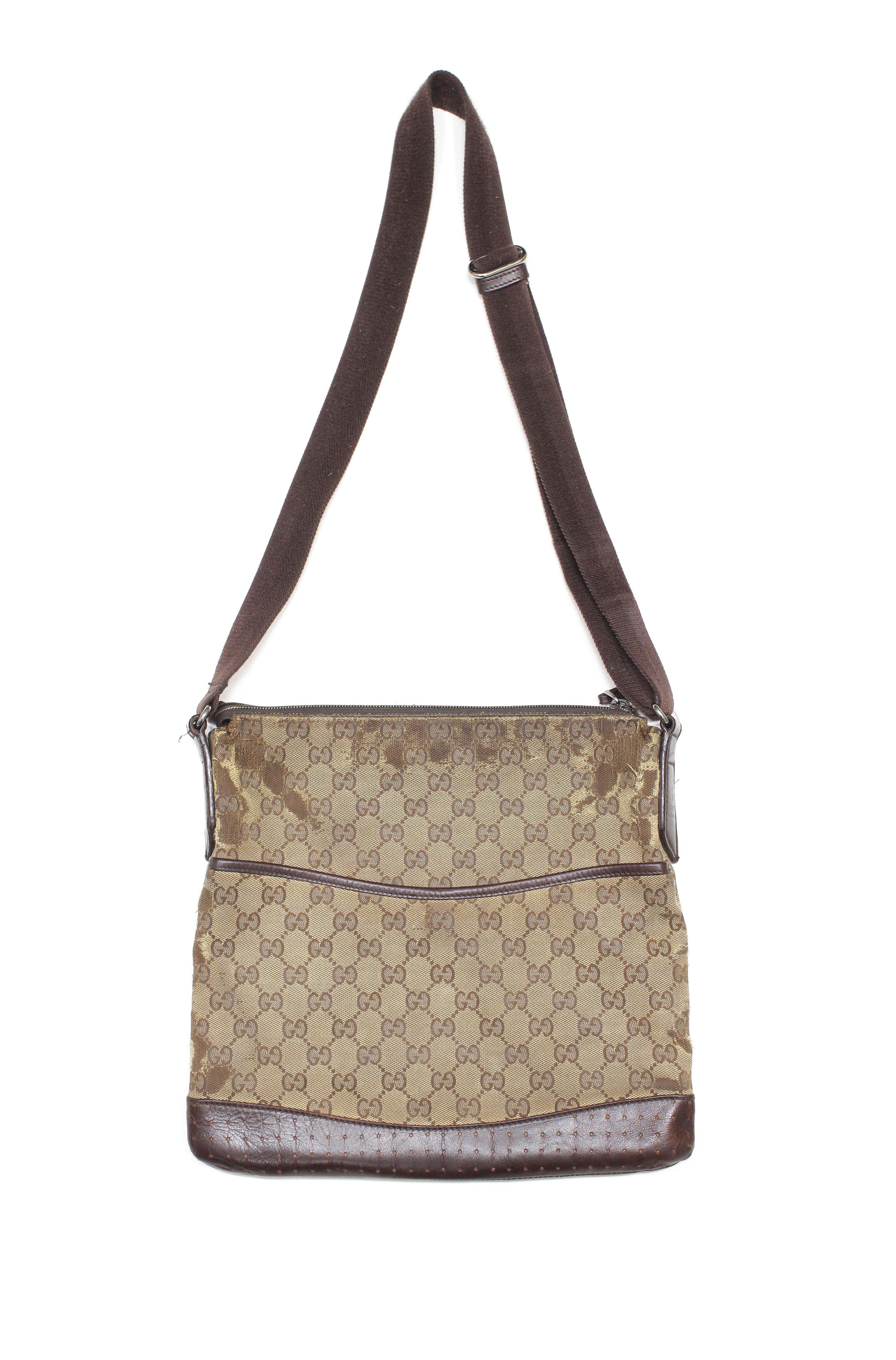 Gucci Gg Monogram Sling Distressed Bag in Brown, Men's