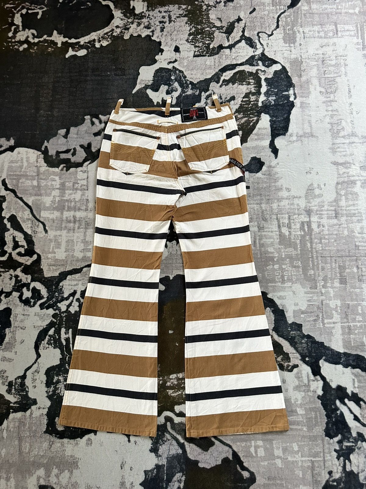 Jean Paul Gaultier 1990s Gaultier Jeans by JPG bordered flare pant Size US 29 - 14 Thumbnail