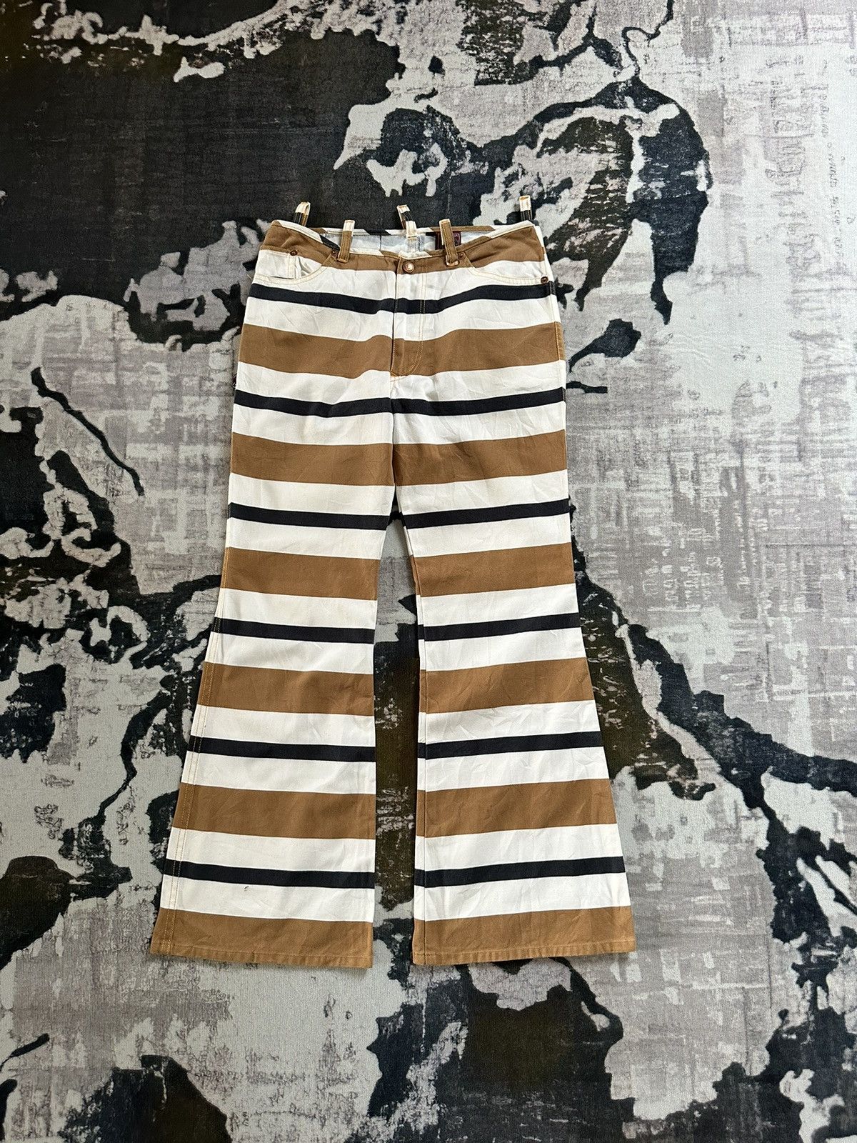 Jean Paul Gaultier 1990s Gaultier Jeans by JPG bordered flare pant Size US 29 - 1 Thumbnail