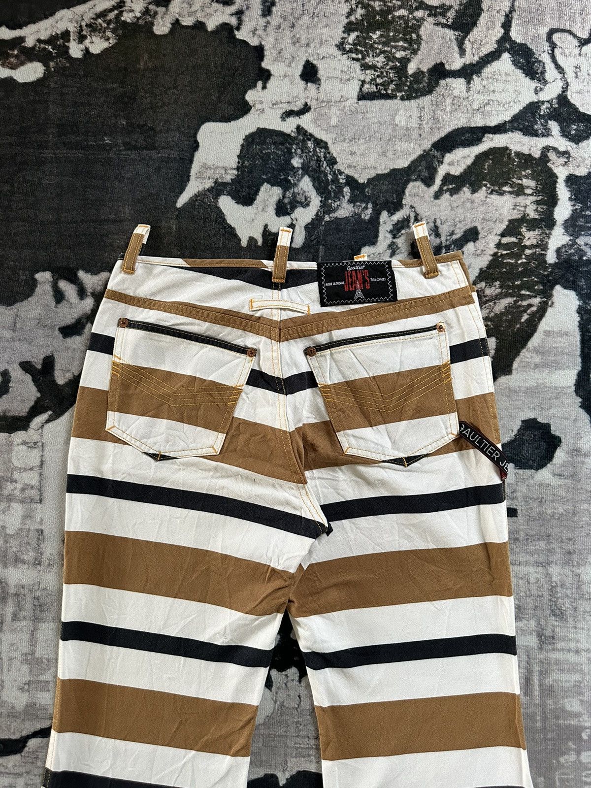 Jean Paul Gaultier 1990s Gaultier Jeans by JPG bordered flare pant Size US 29 - 15 Thumbnail