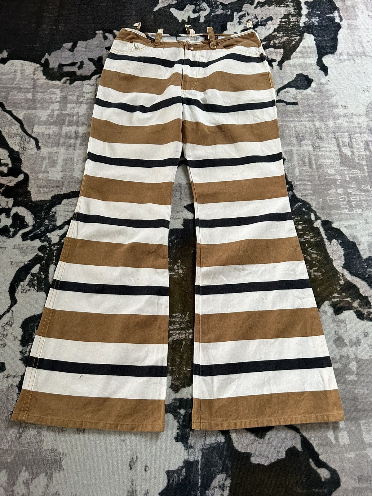 Jean Paul Gaultier 1990s Gaultier Jeans by JPG bordered flare pant Size US 29 - 3 Thumbnail