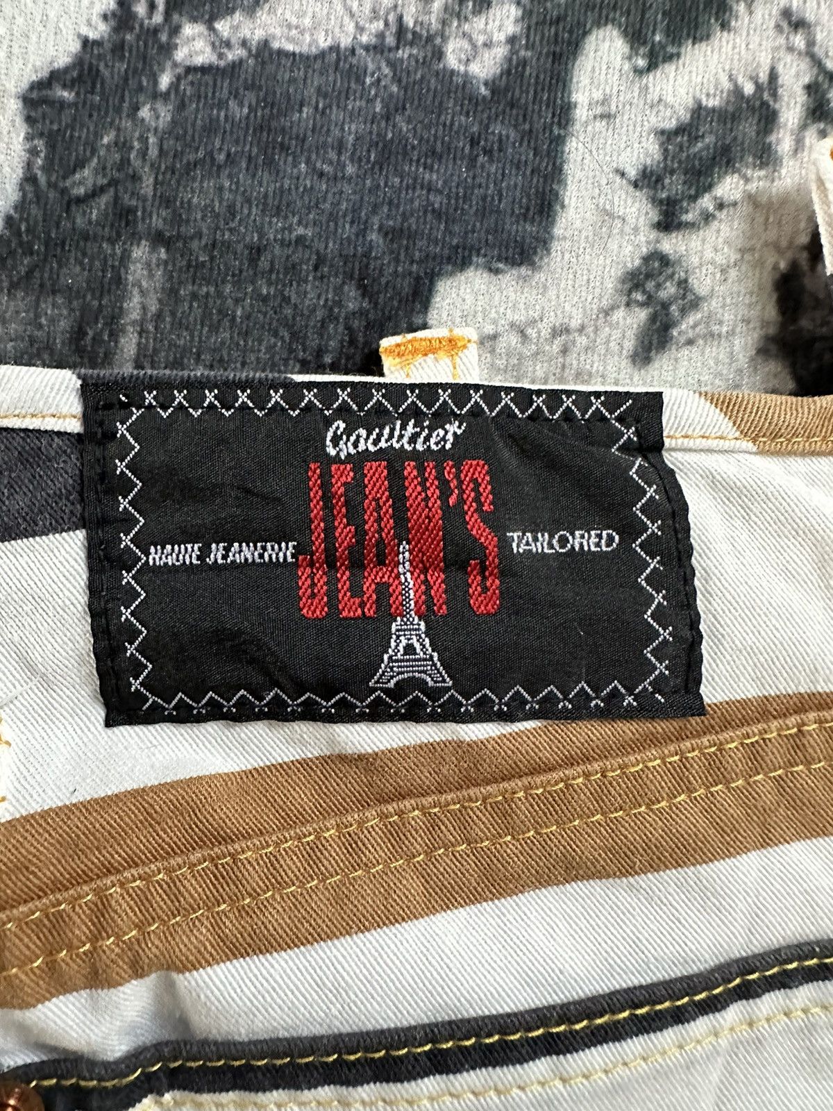 Jean Paul Gaultier 1990s Gaultier Jeans by JPG bordered flare pant Size US 29 - 17 Thumbnail