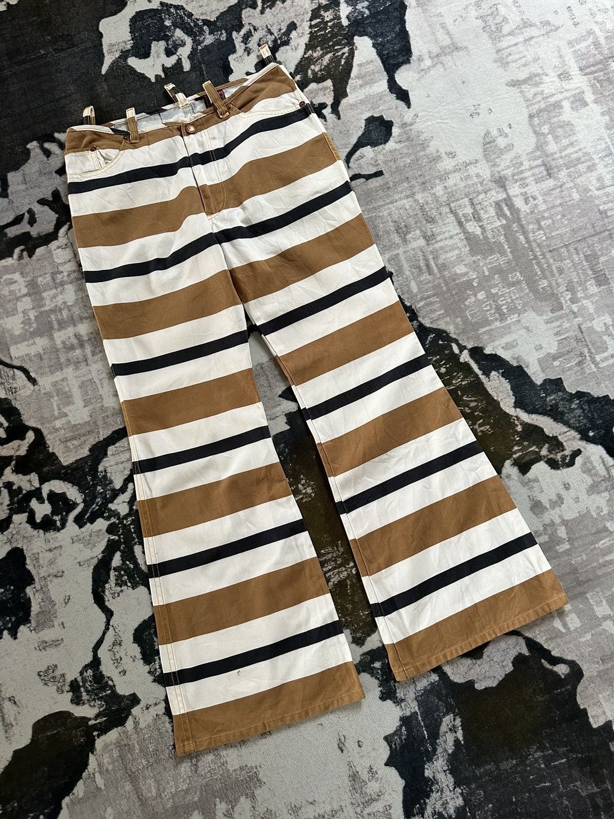 Jean Paul Gaultier 1990s Gaultier Jeans by JPG bordered flare pant Size US 29 - 2 Thumbnail