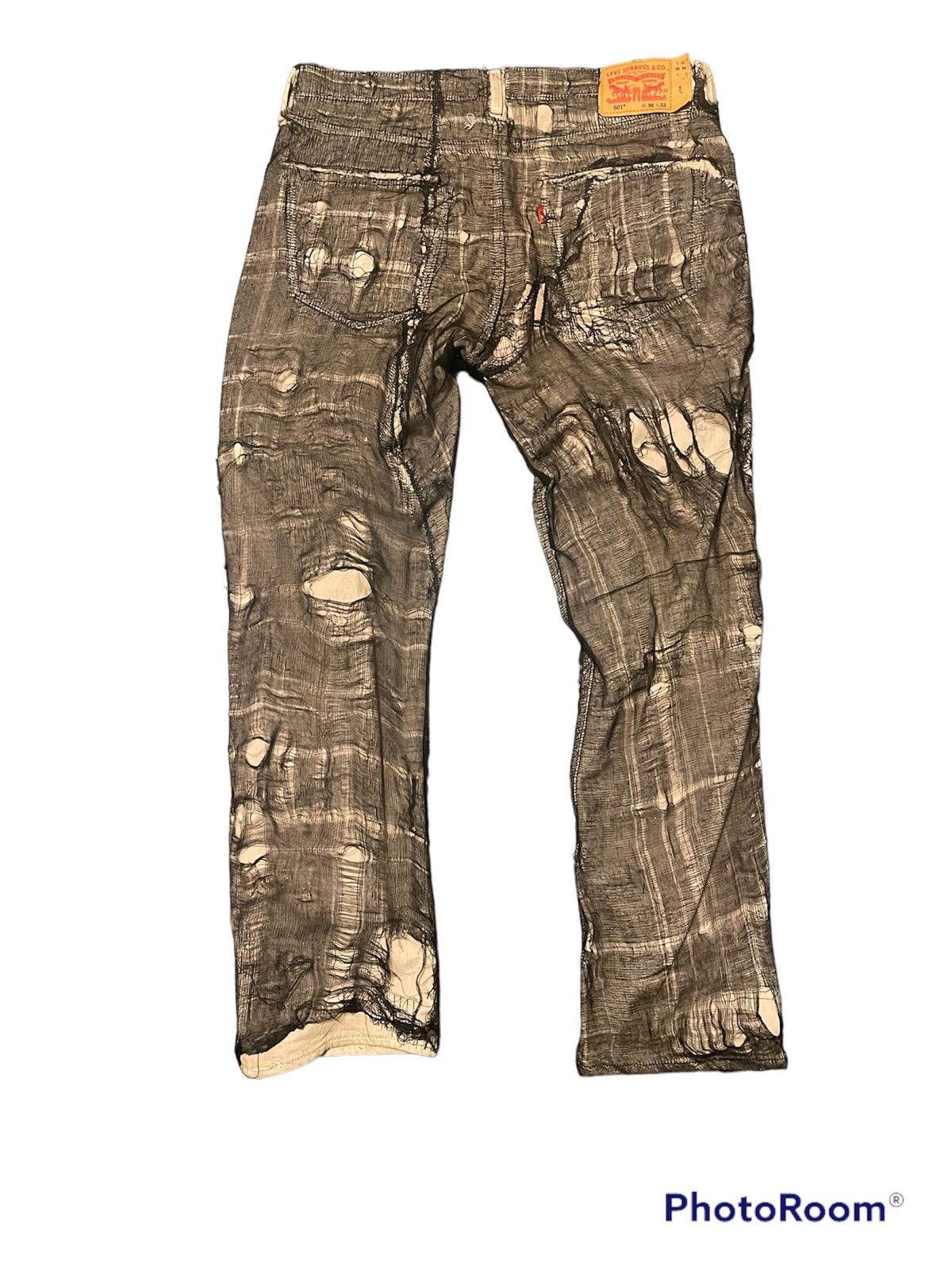 Ends Repair LAST DROP Ends Repair Distressed Black Cobweb Mesh Denim Size US 33 - 2 Thumbnail