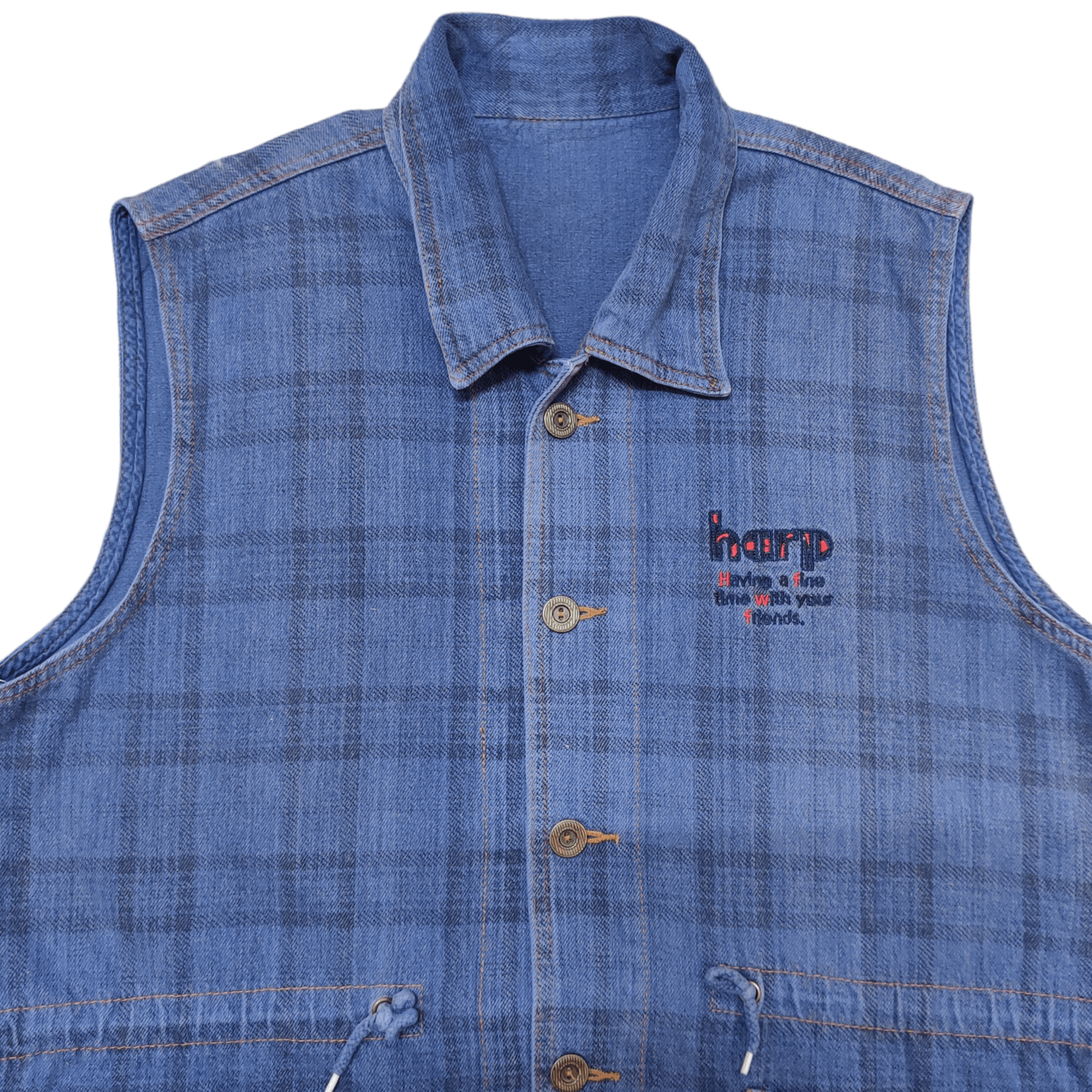 Indigo Vintage Indigo Japanese Brand Plaid Vest Size US L / EU 52-54 / 3 - 2 Thumbnail