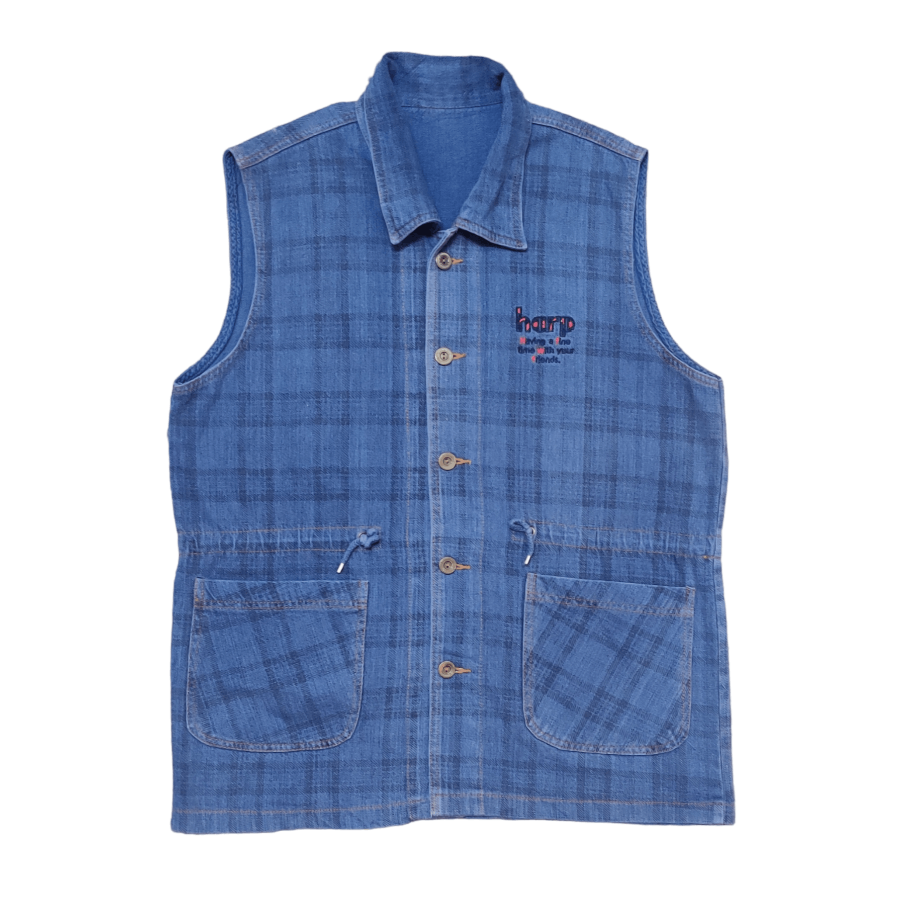 Indigo Vintage Indigo Japanese Brand Plaid Vest Size US L / EU 52-54 / 3 - 1 Thumbnail