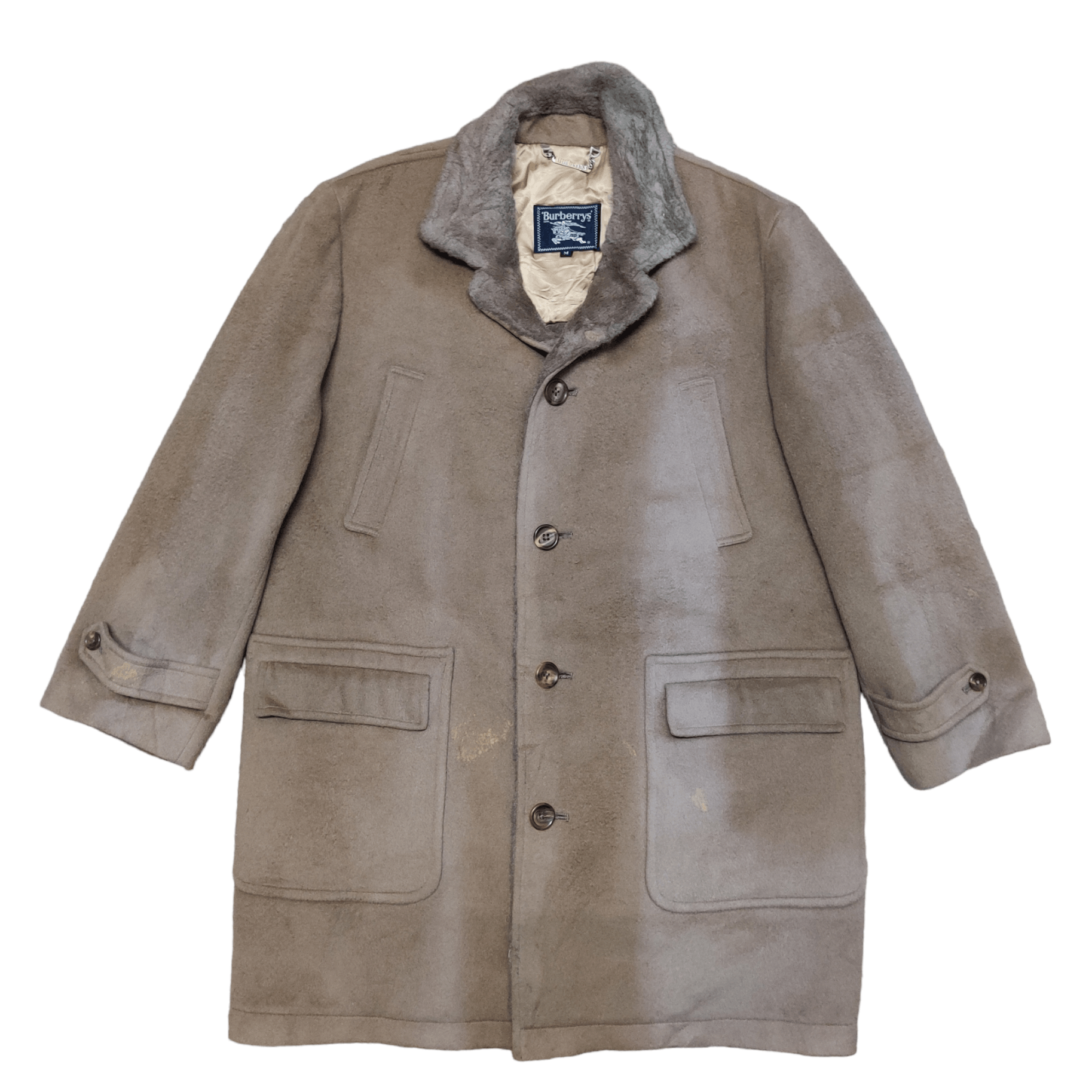 image of Vintage Burberry Wool Coat Shearling, Men's (Size Medium)