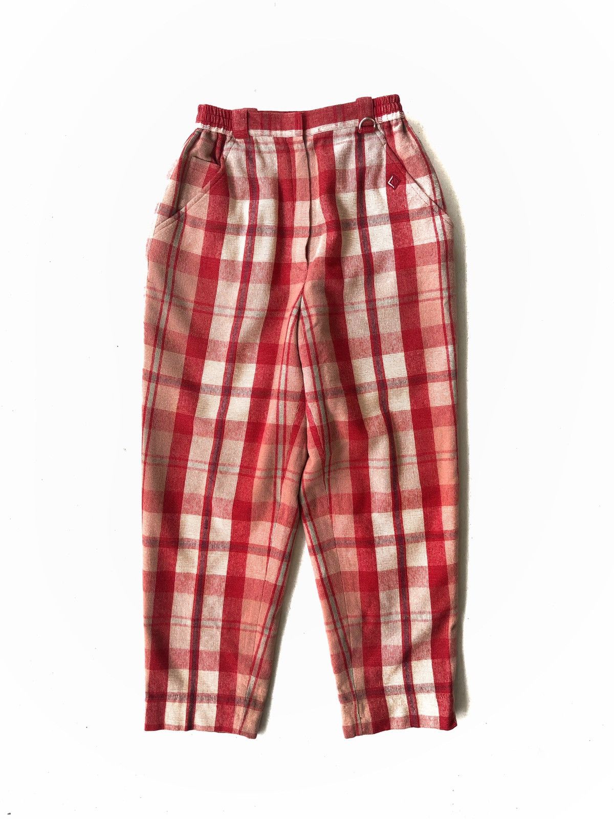 image of Christian Dior Monsieur x Dior Grail80S Dior Bondage Check High Waist Pants in Red Check (Size 26)