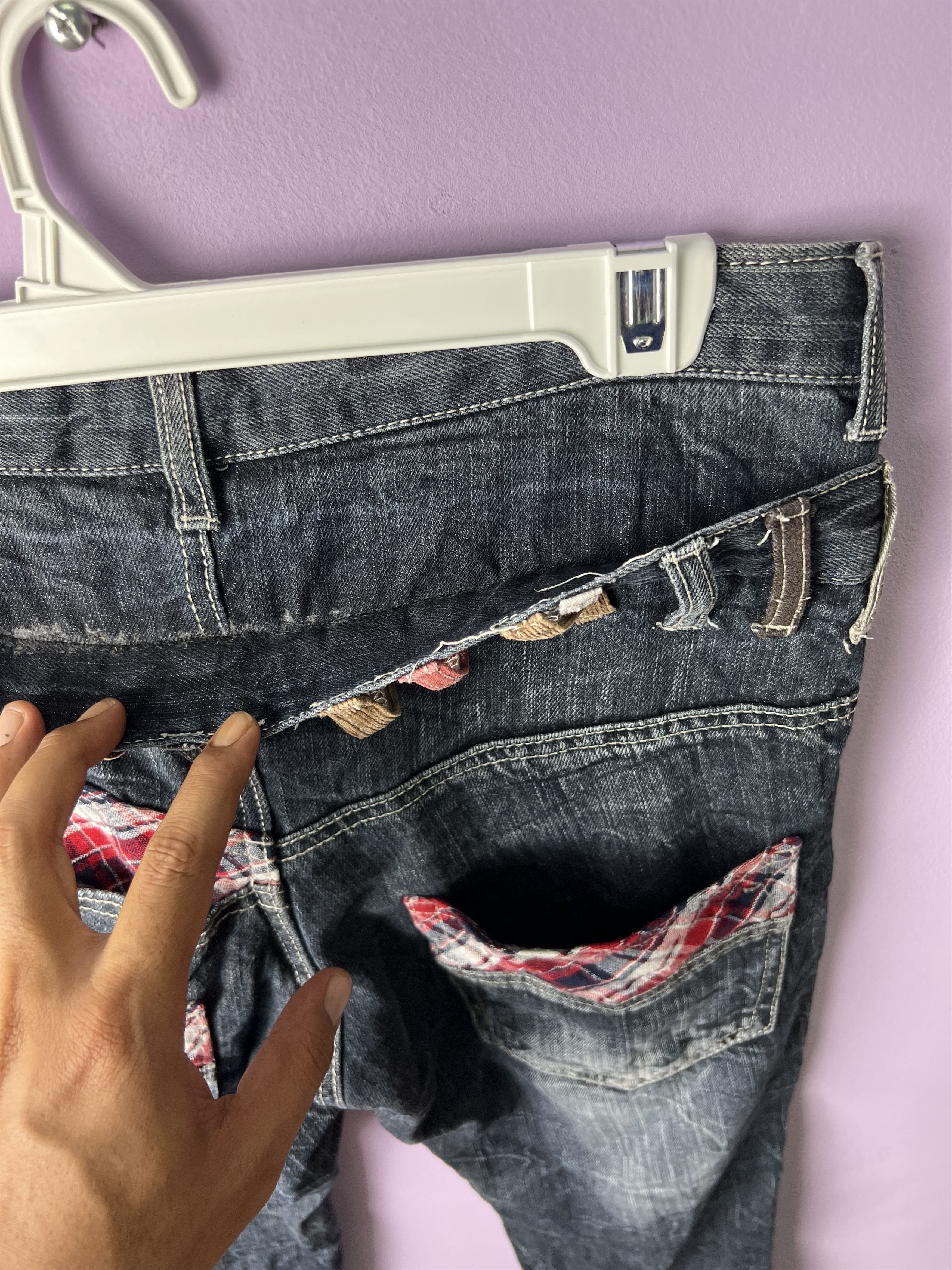 Japanese Brand 🔥Roddle Double Waist Bondage Distressed Denim Size US 31 - 18 Thumbnail