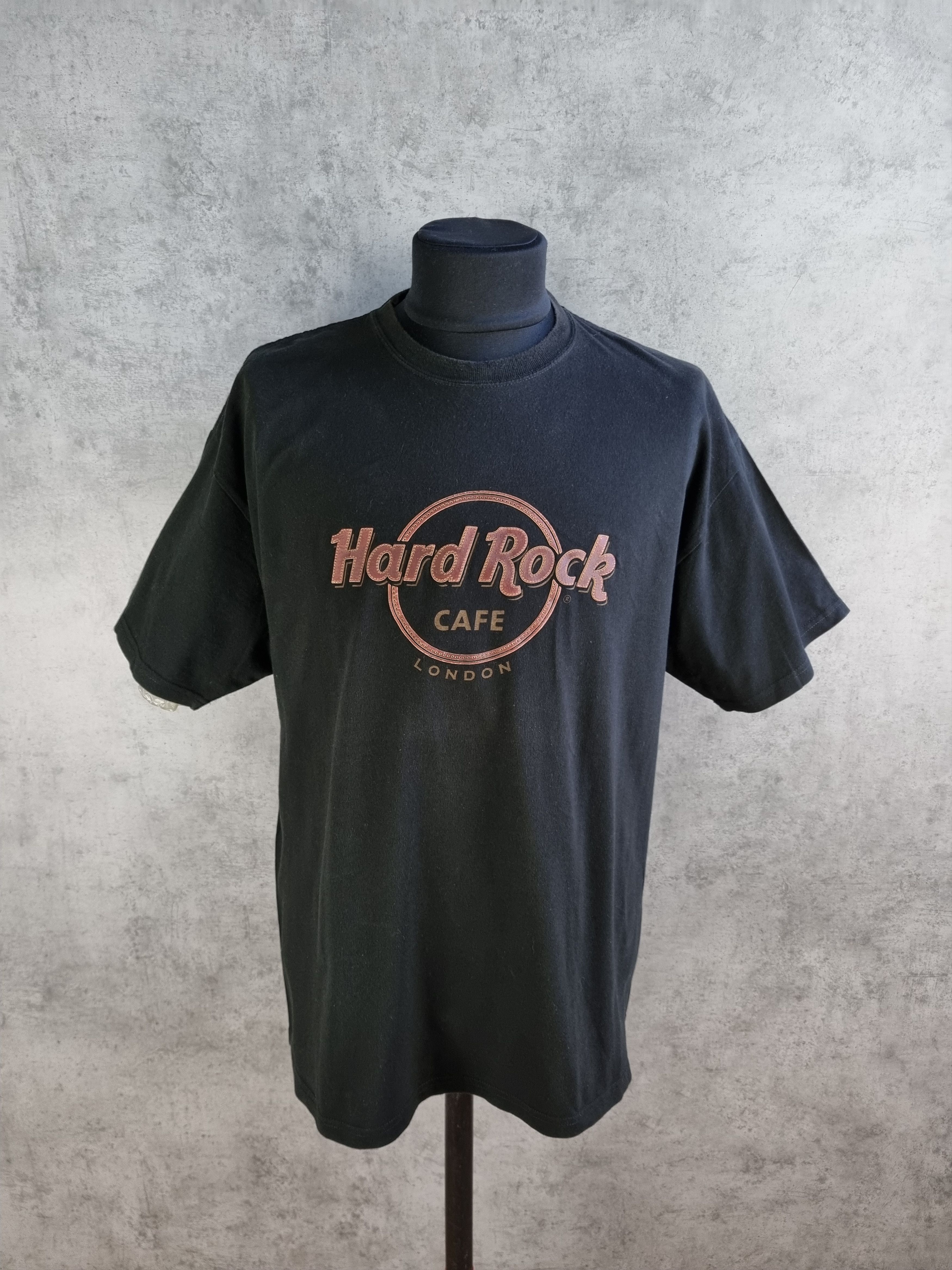 image of Leather Patch Hard Rock Cafe London Vintage Tee in Black, Men's (Size XL)