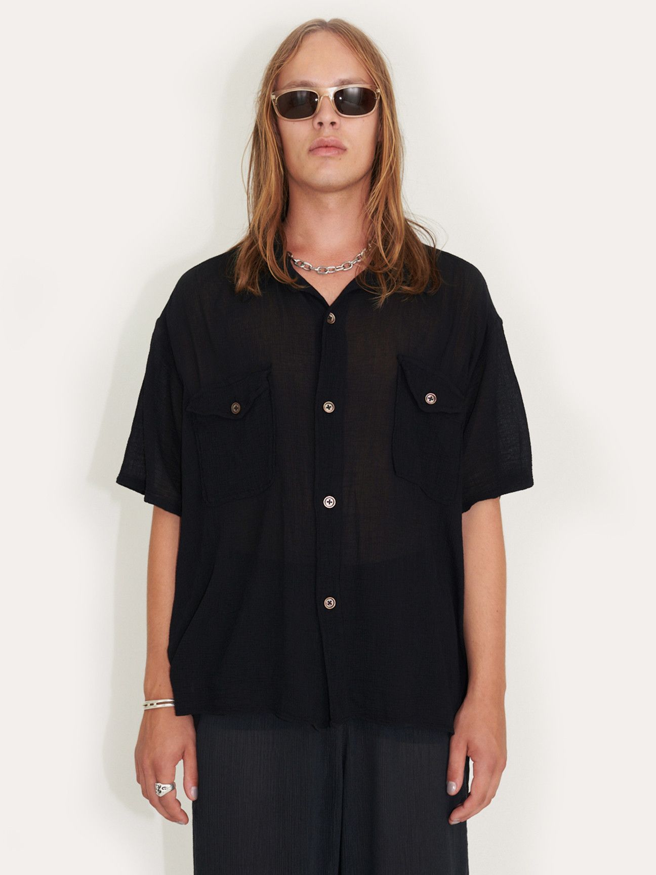 Our Legacy Military Base Shortsleeve Shirt Black Rayon Plait | Grailed
