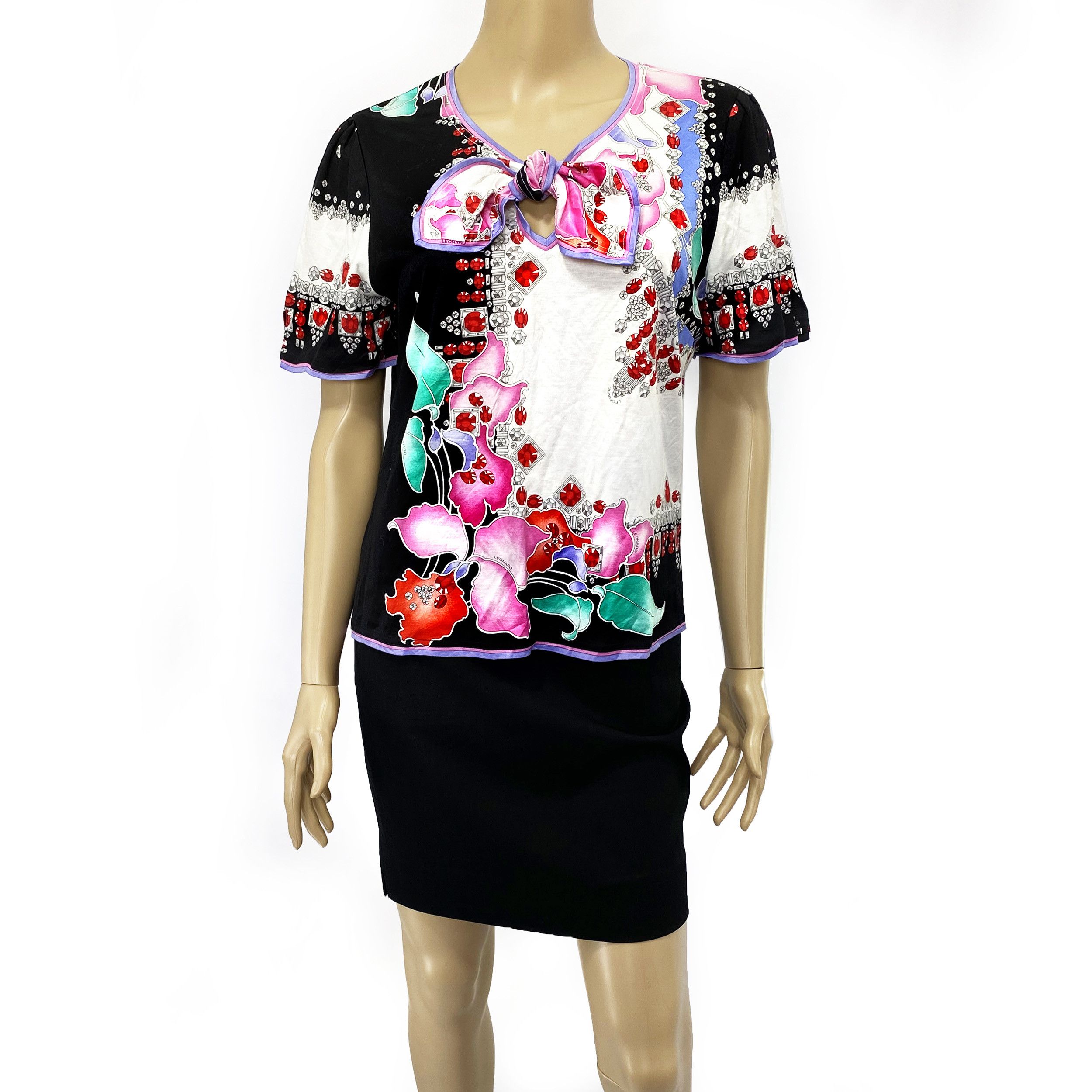Leonard Paris Pink Multicolor Floral Prints Top