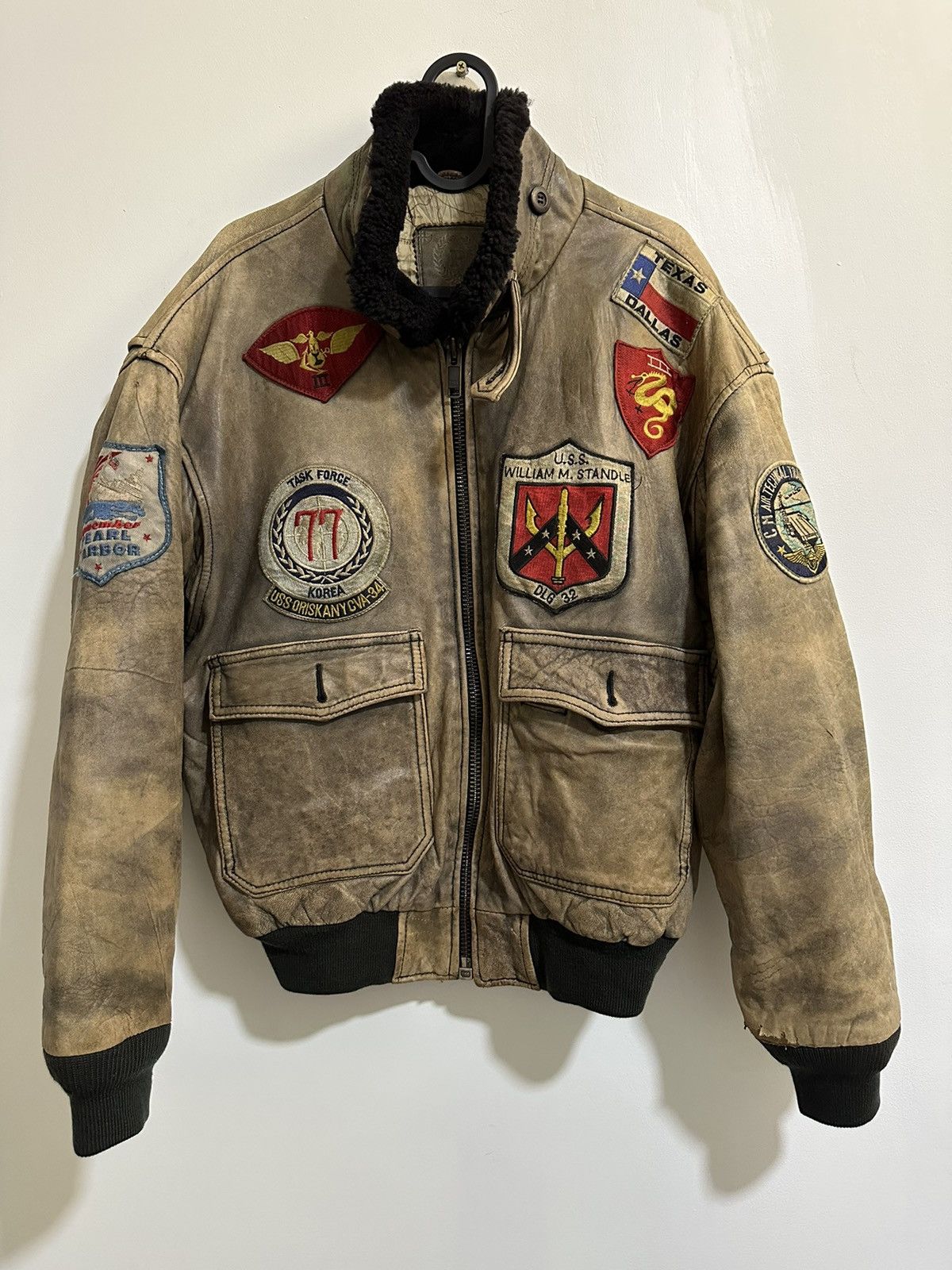 Flight Club × Leather Jacket × Vintage Vintage top gun plicana 