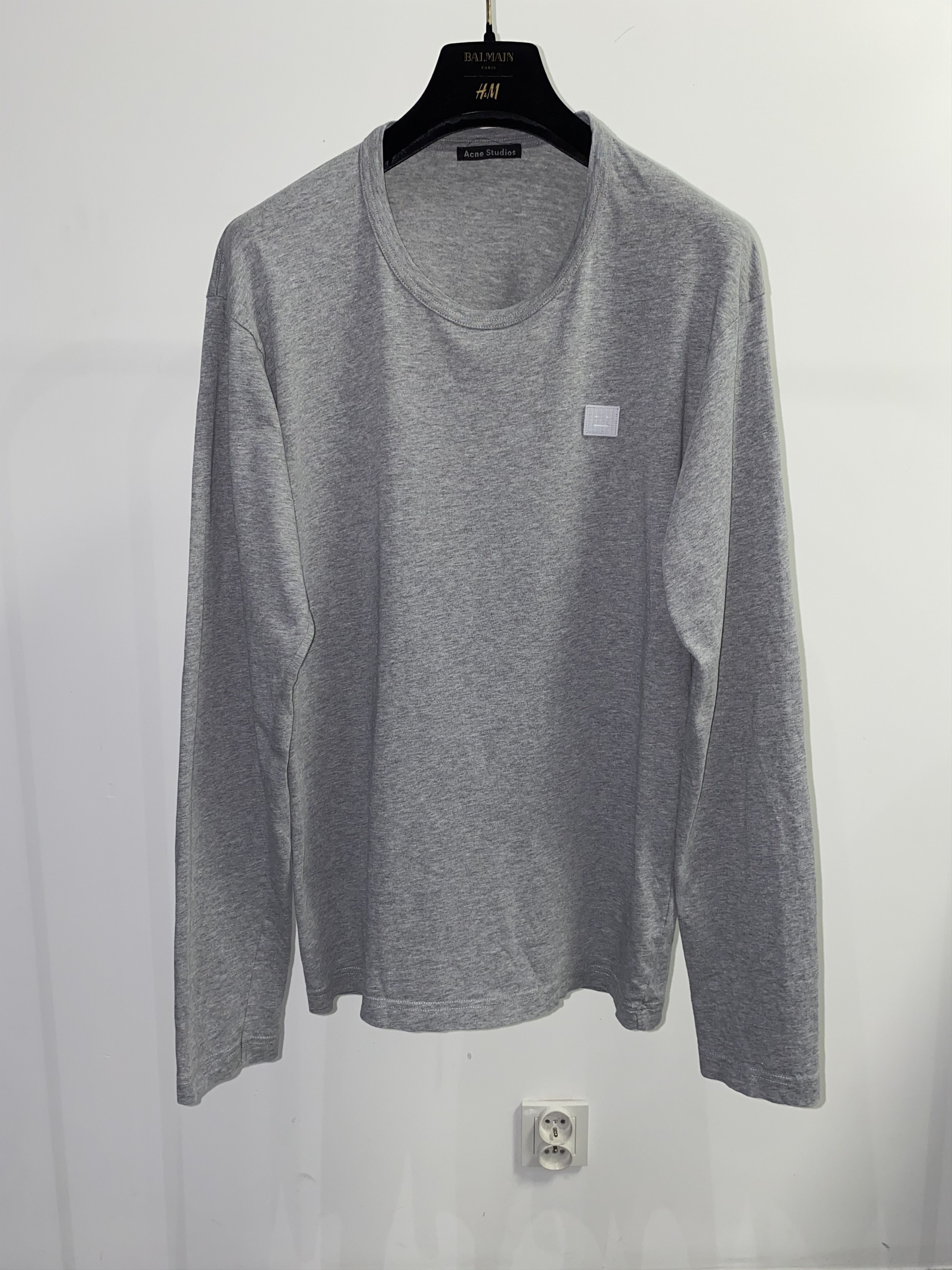 image of Aw17 Acne Studios Nash Face Gray Longsleeve in Grey, Men's (Size Medium)