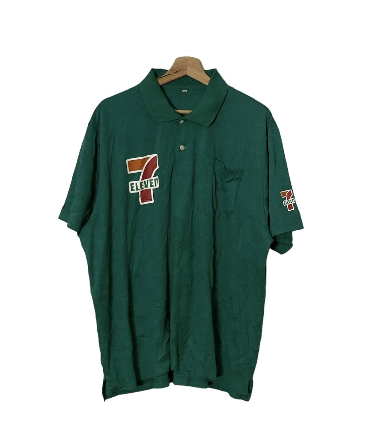 Japanese Brand × Vintage Vintage 7 Eleven Single Pocket Half Button Shirt Size US XXL / EU 58 / 5 - 1 Thumbnail