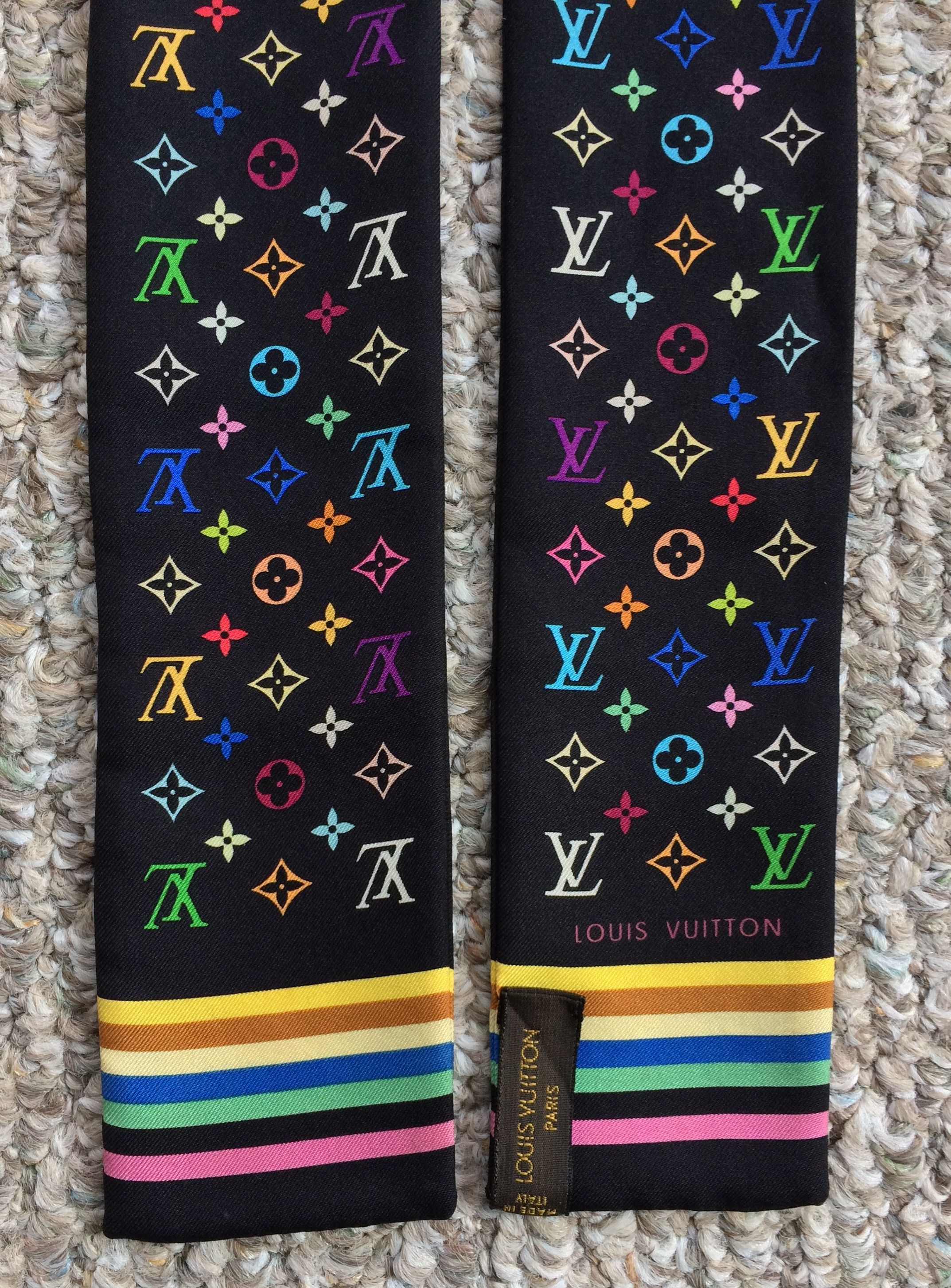 Louis Vuitton × Takashi Murakami NEW S/S 2003 Vuitton Murakami Multicolor Monogram Scarf Size ONE SIZE - 5 Thumbnail
