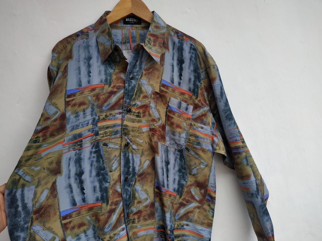 Massimo Dutti × Vintage Vintage Massimo Silk Shirt Size US L / EU 52-54 / 3 - 6 Thumbnail