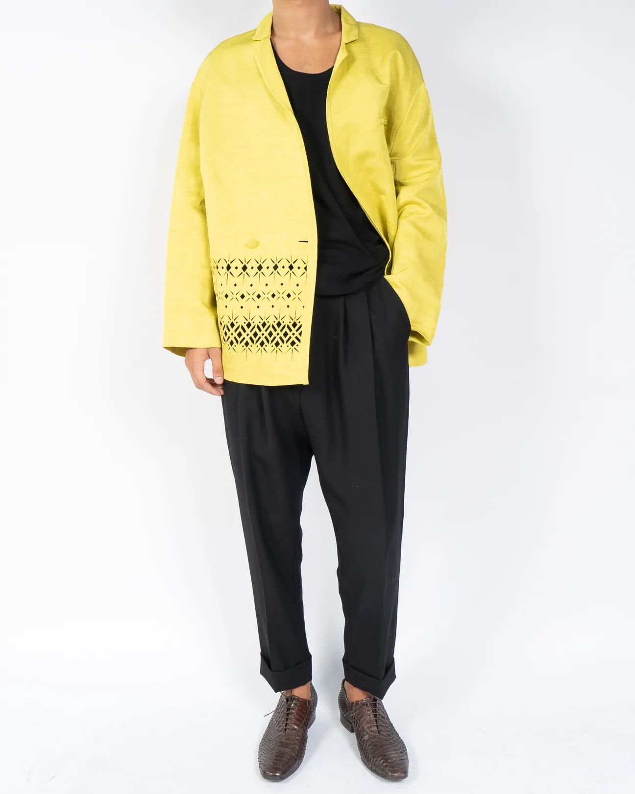 Haider Ackermann SS19 Yellow Runway Lasercut Blazer Sample Size US S / EU 44-46 / 1 - 5 Thumbnail
