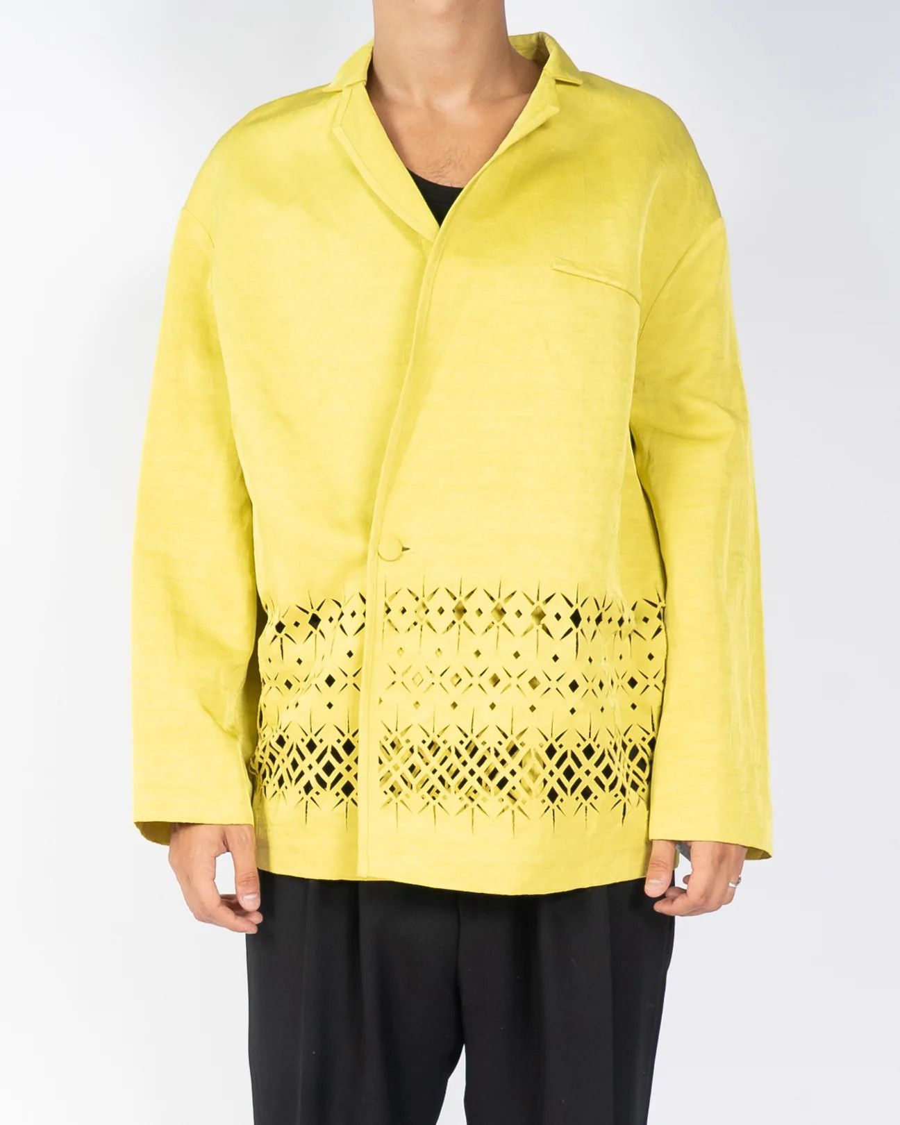 Haider Ackermann SS19 Yellow Runway Lasercut Blazer Sample Size US S / EU 44-46 / 1 - 3 Thumbnail