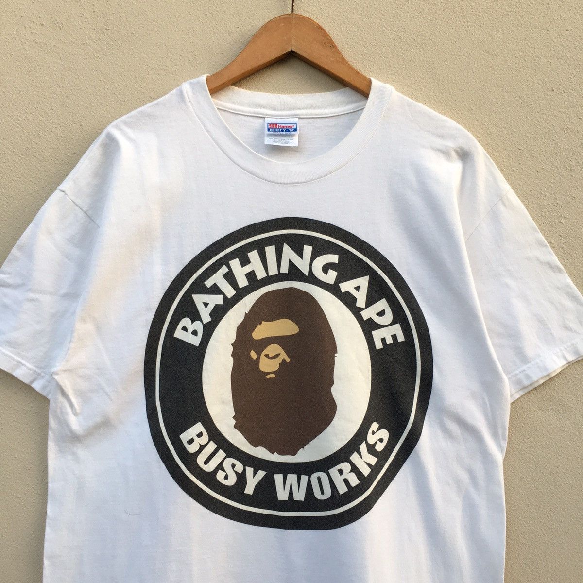 Bape RARE🔥Vintage 90s A BATHING APE BUSY WORKS HANES T-Shirt