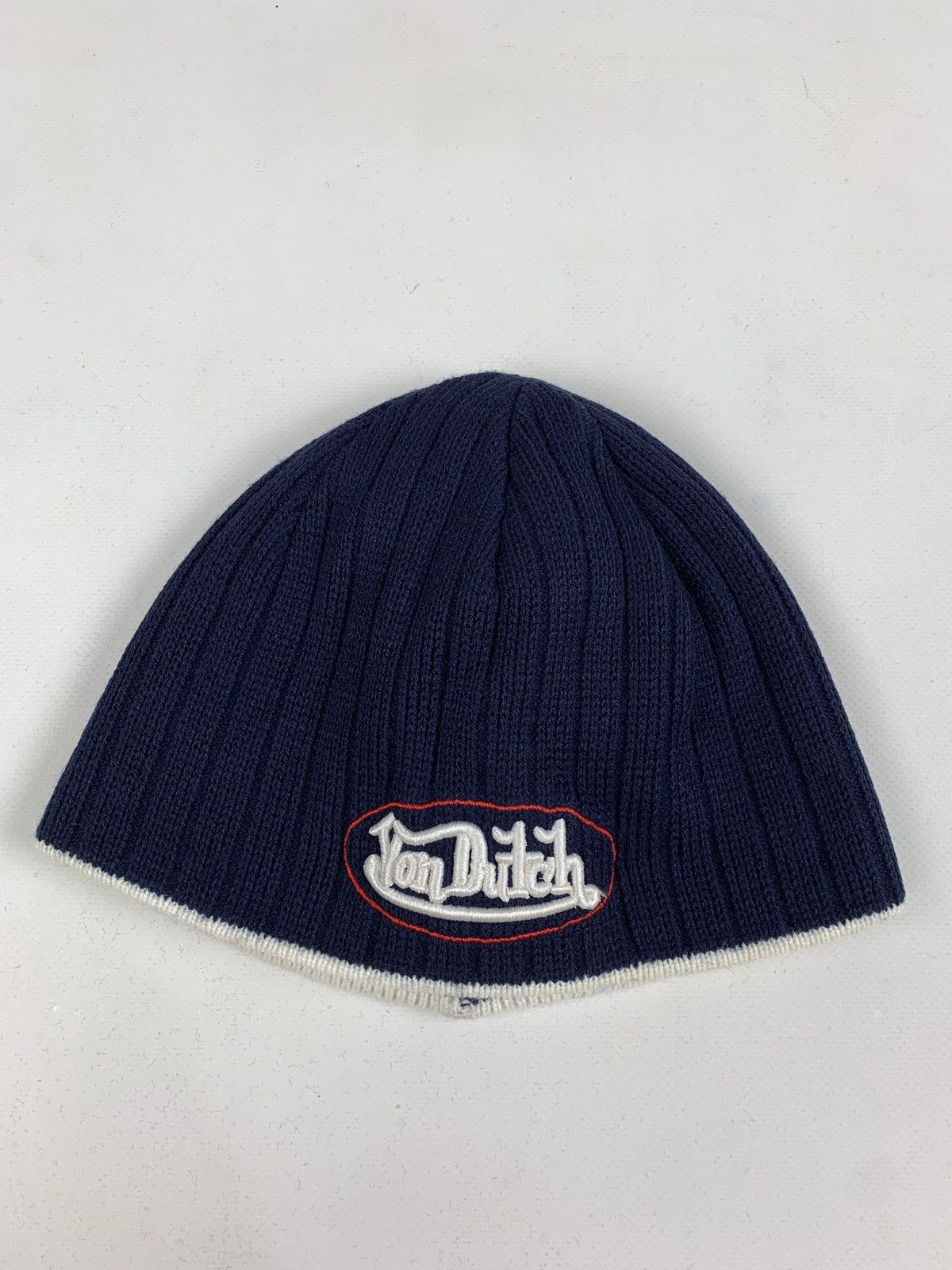 Vintage Von Dutch Navy Blue Embroidered Logo Wool Hat Y2K
