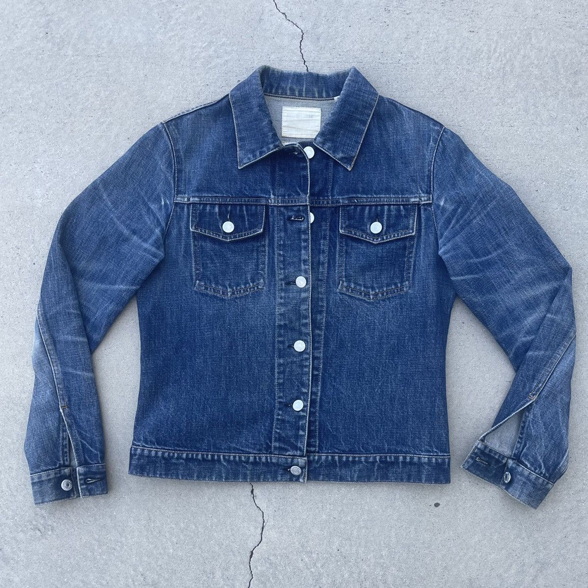 image of Archival Clothing x Helmut Lang Vintage 1999 Archive Helmut Lang Dark Denim Trucker Jacket S in Blu