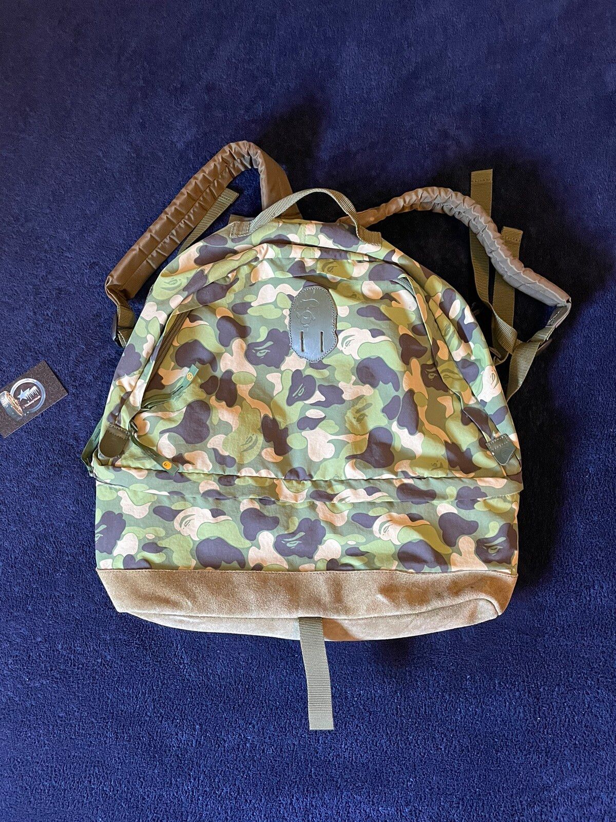 Pre-owned Bape Abc Green Camo Backpack