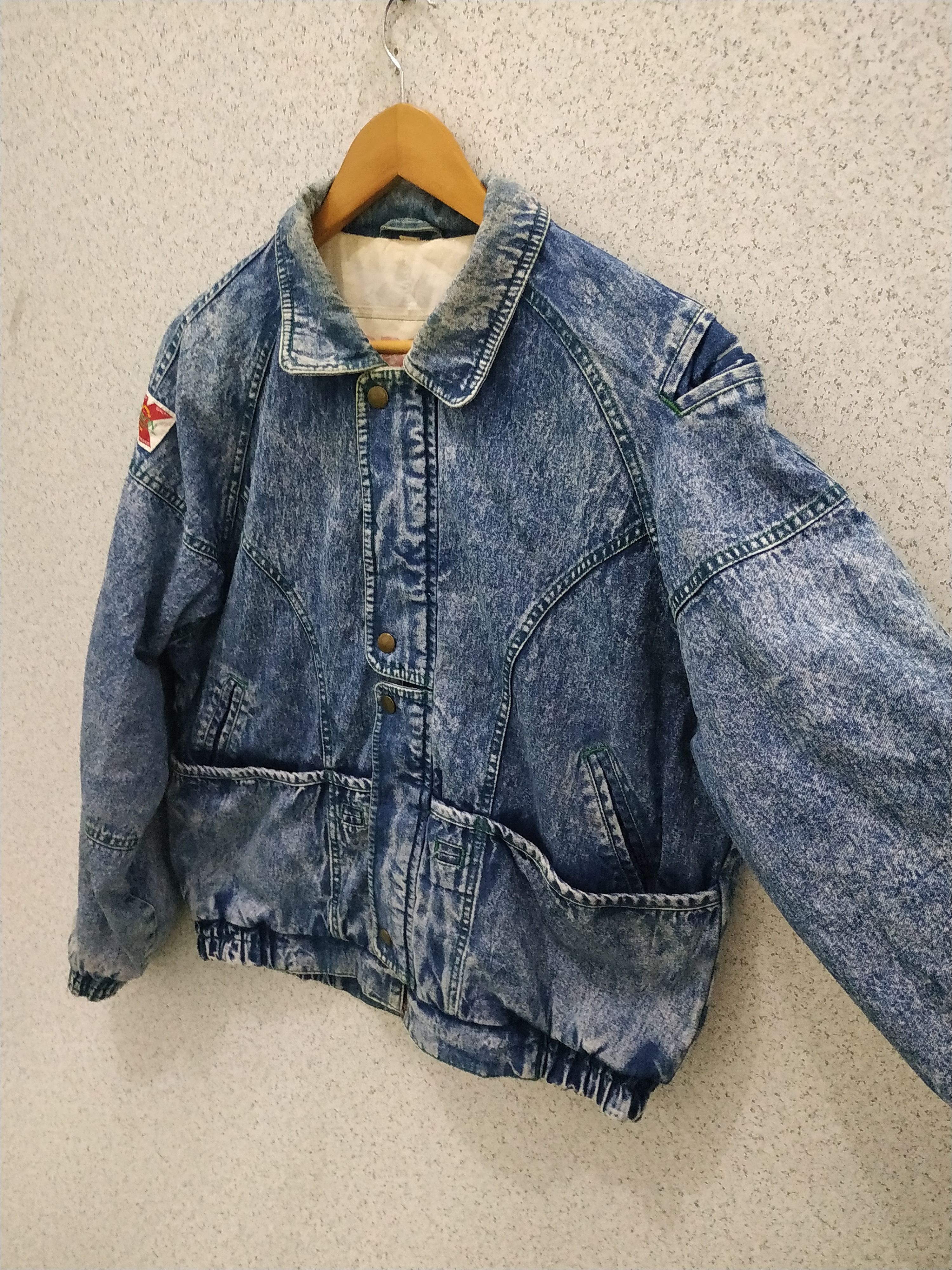 Vintage Vintage Bobson Acid Wash Denim Fly Jacket Size US M / EU 48-50 / 2 - 2 Thumbnail