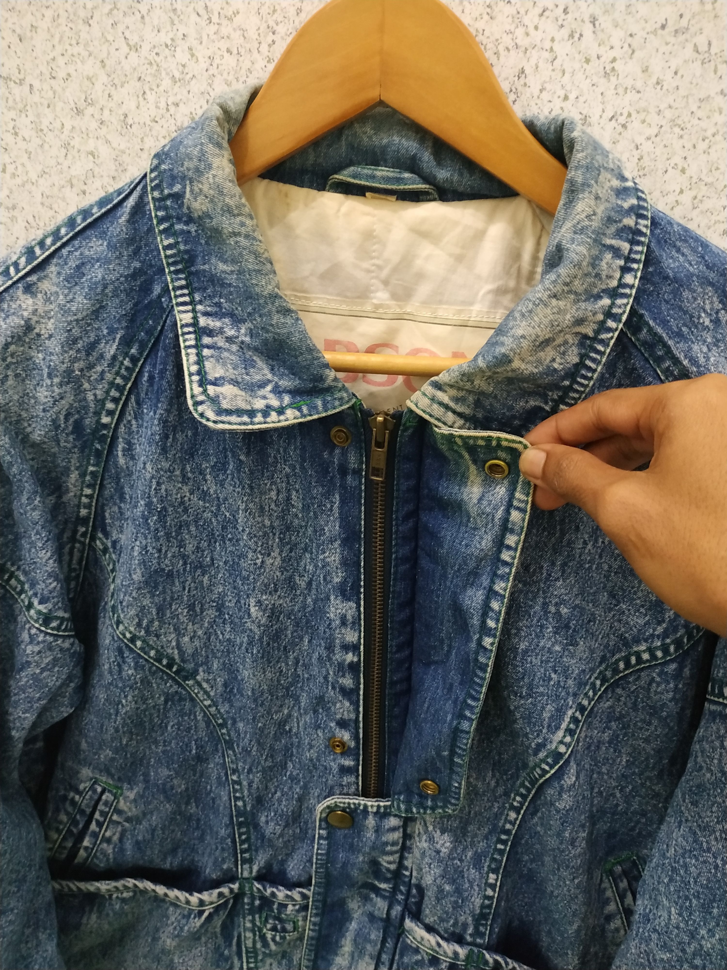 Vintage Vintage Bobson Acid Wash Denim Fly Jacket Size US M / EU 48-50 / 2 - 6 Thumbnail