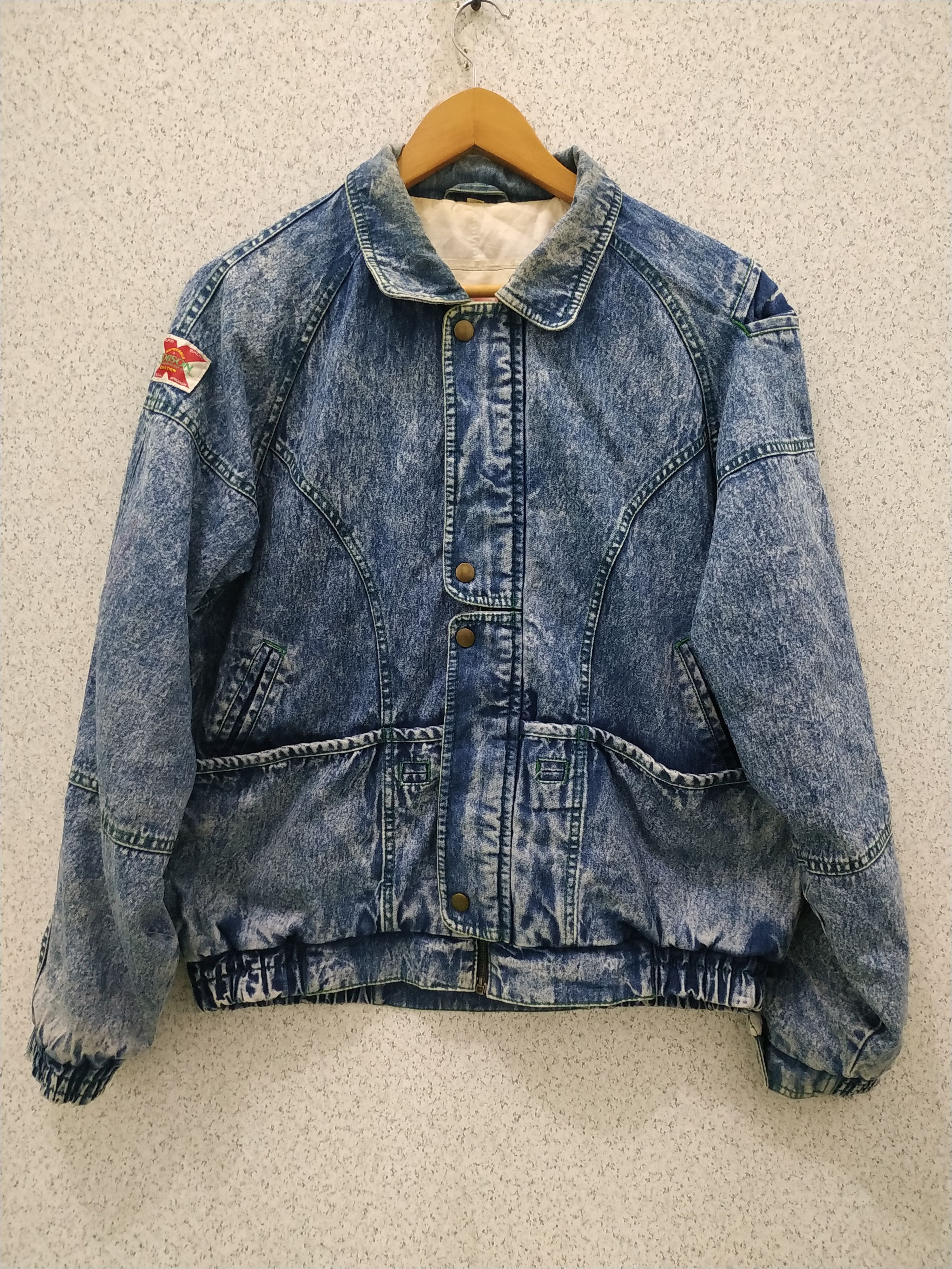 Vintage Vintage Bobson Acid Wash Denim Fly Jacket Size US M / EU 48-50 / 2 - 1 Thumbnail