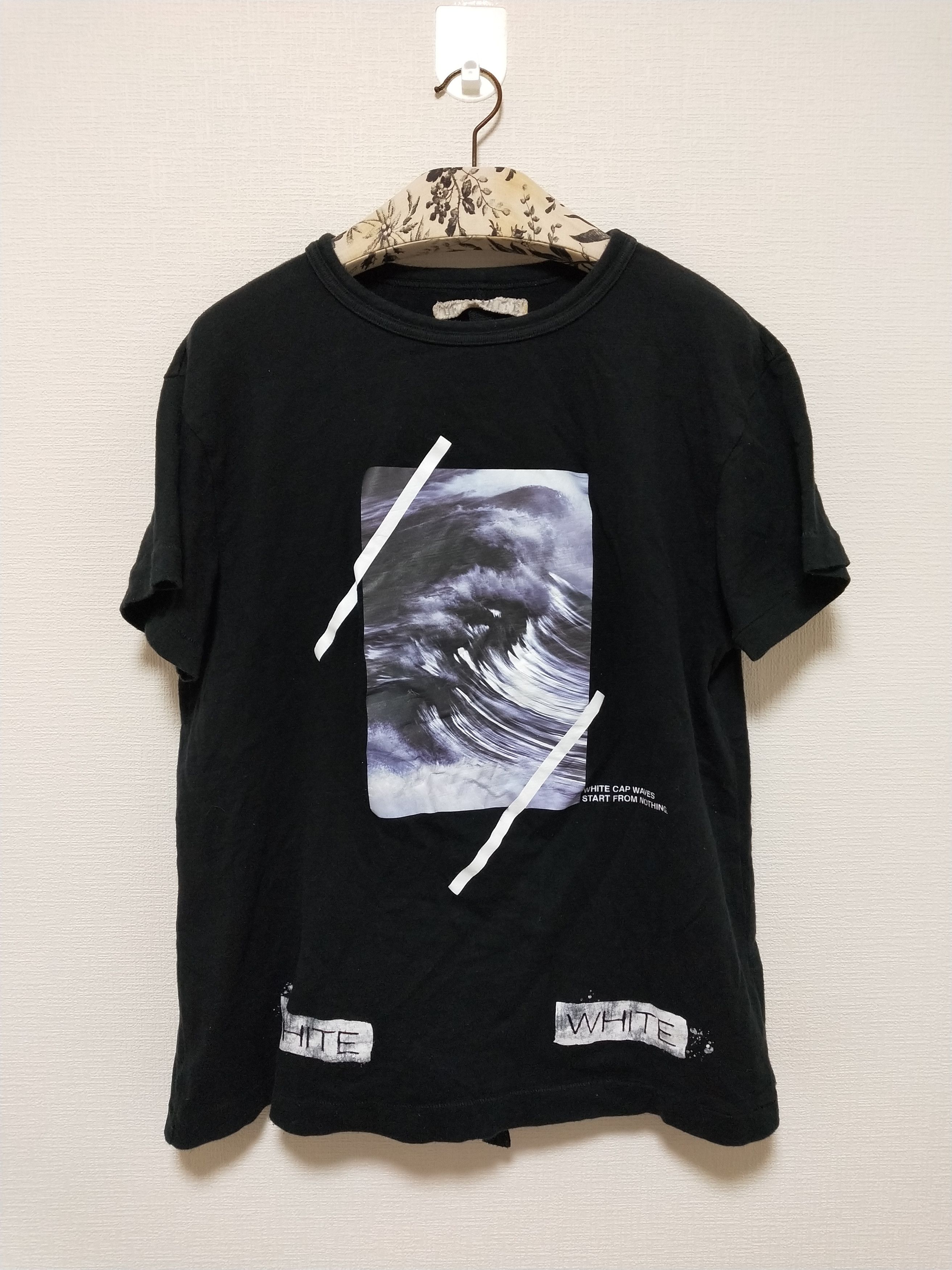 image of Off White 'waves' Diagonals Tee in Black, Men's (Size Small)