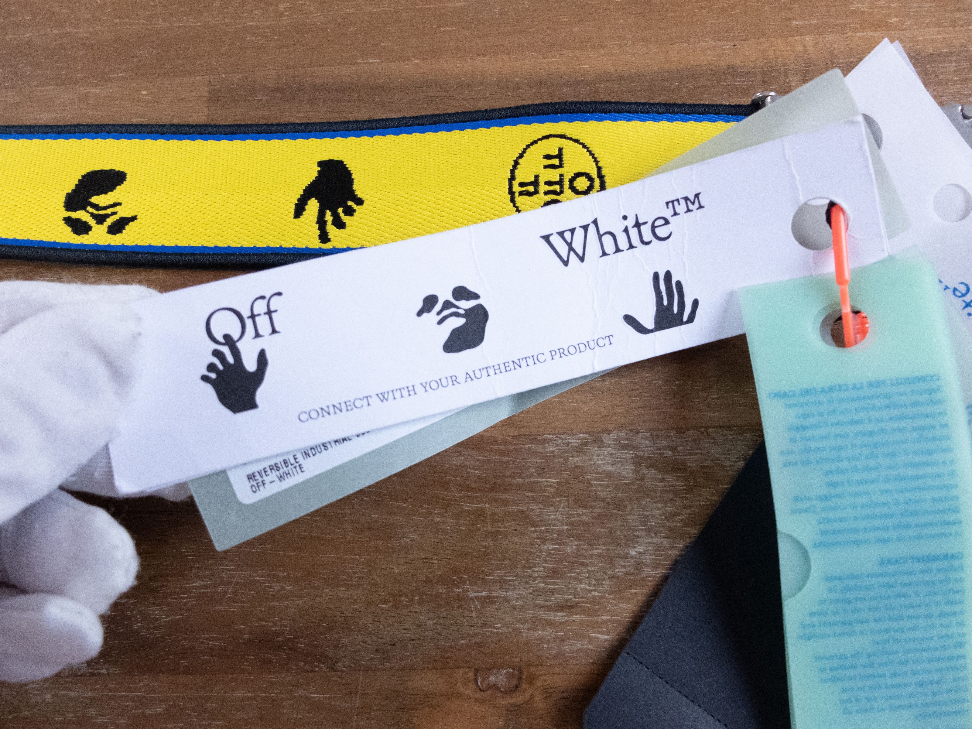 Off-White OFF-WHITE yellow pink white reversible logo industrial belt Size ONE SIZE - 8 Thumbnail