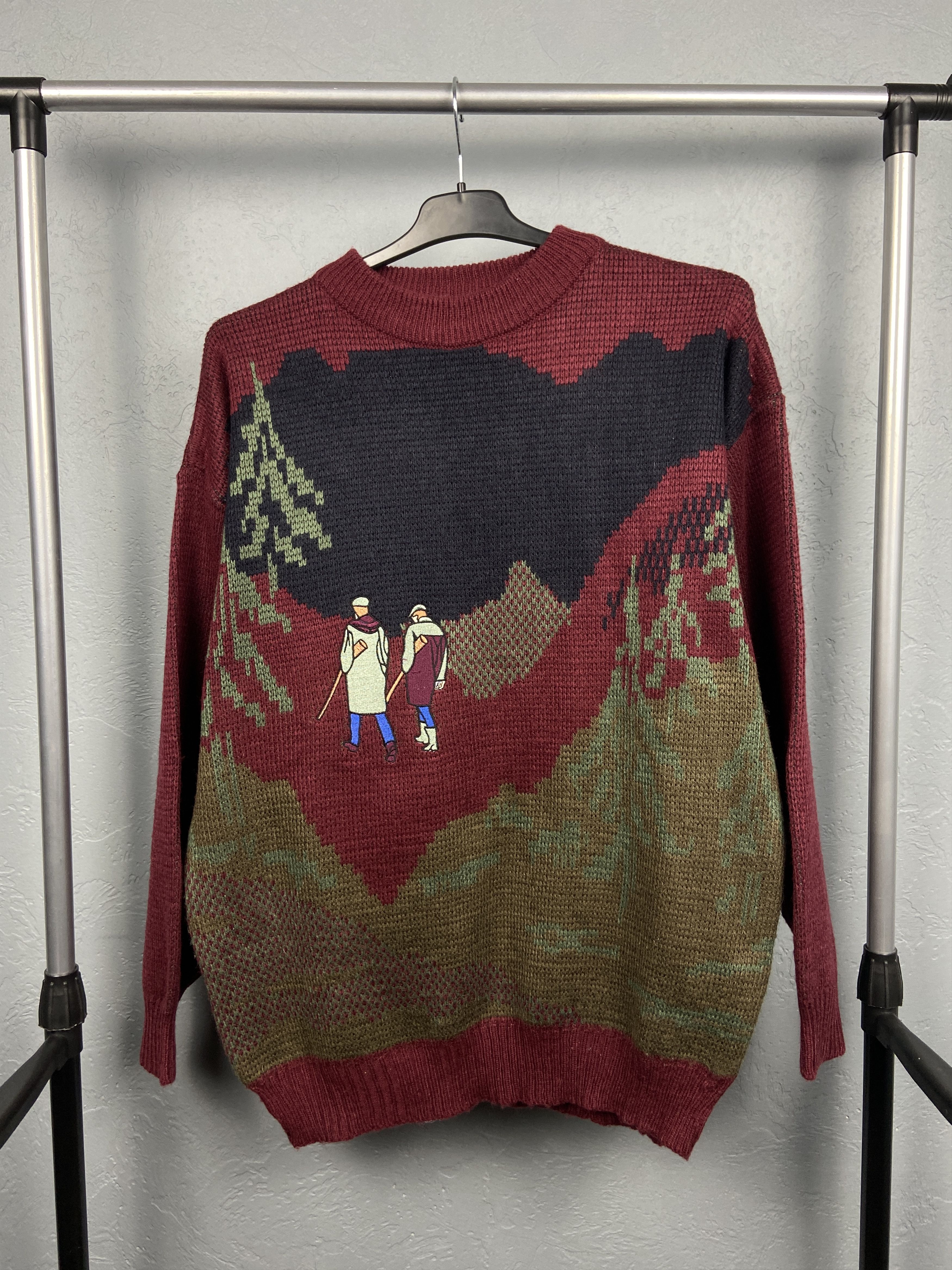 Vintage Hunters Print Vintage Mens Oversized Knit Sweater Size US M / EU 48-50 / 2 - 1 Thumbnail