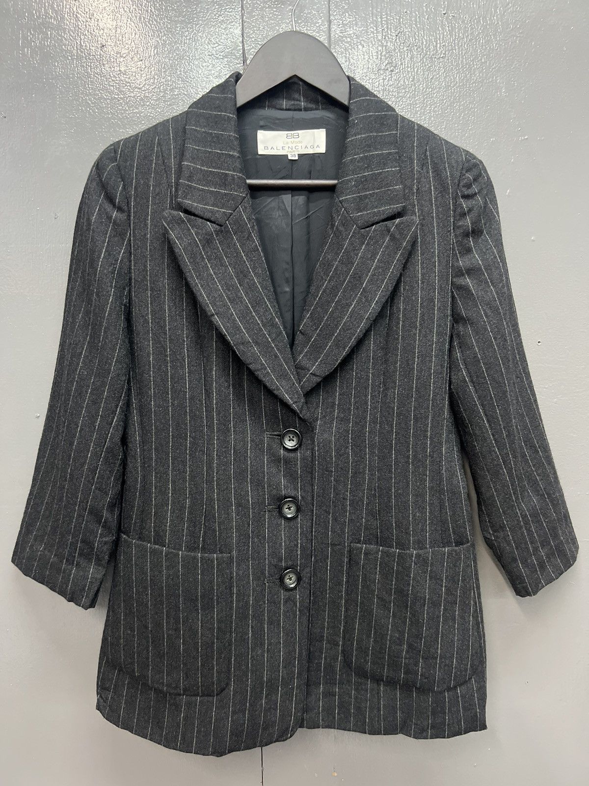 image of Balenciaga La Mode Paris Blazer Stripe For Women in Black (Size Small)