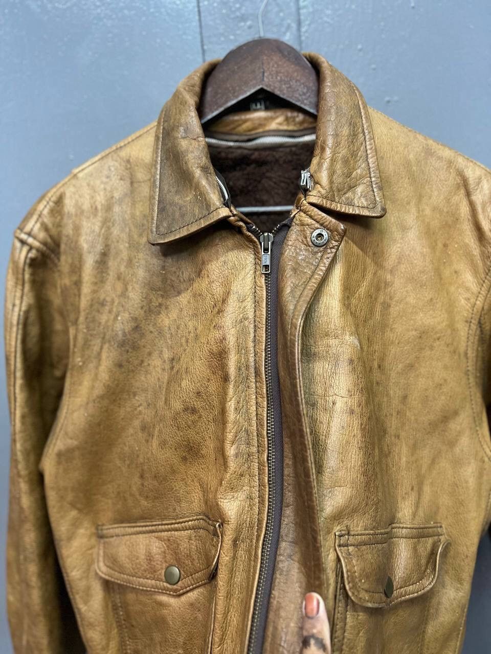 Vintage VINTAGE LEATHER JACKET WITH FLEECE LINED Size US L / EU 52-54 / 3 - 11 Thumbnail