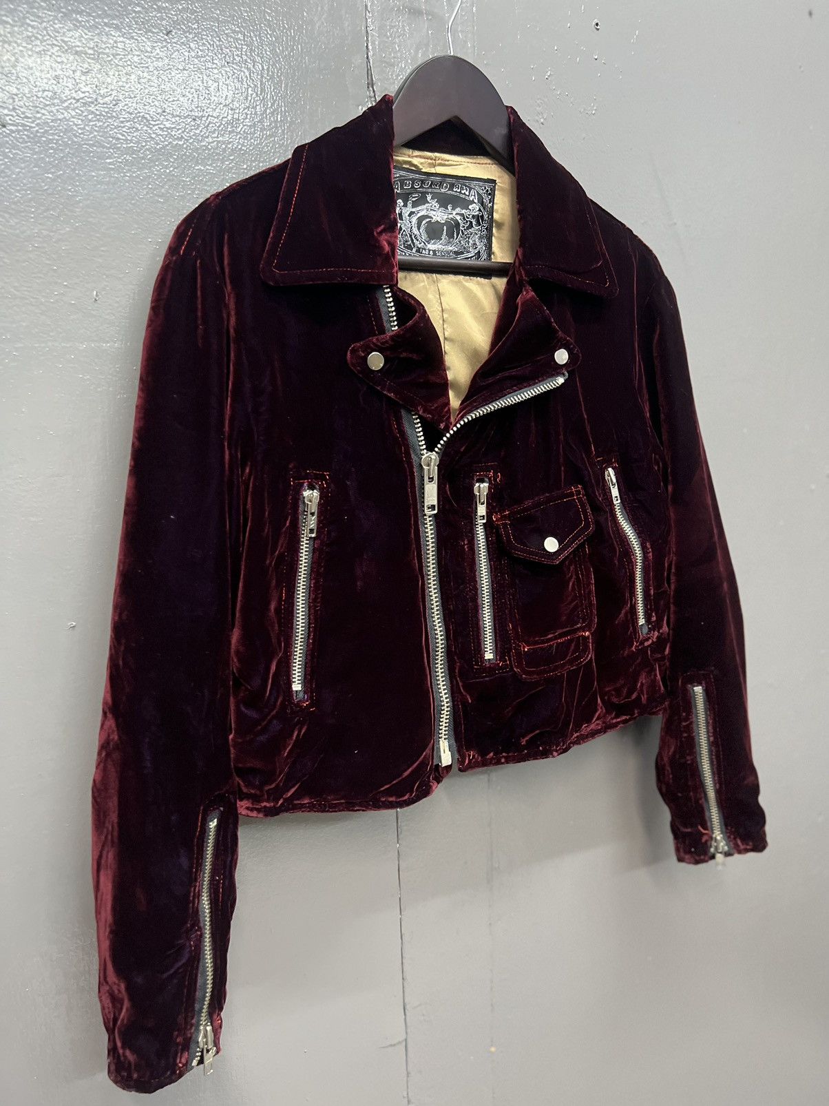 Absurd RARE🔥ABSURD RNA TOMATO DOUBLE COLLAR RED VELVET JACKET Size M / US 6-8 / IT 42-44 - 2 Thumbnail