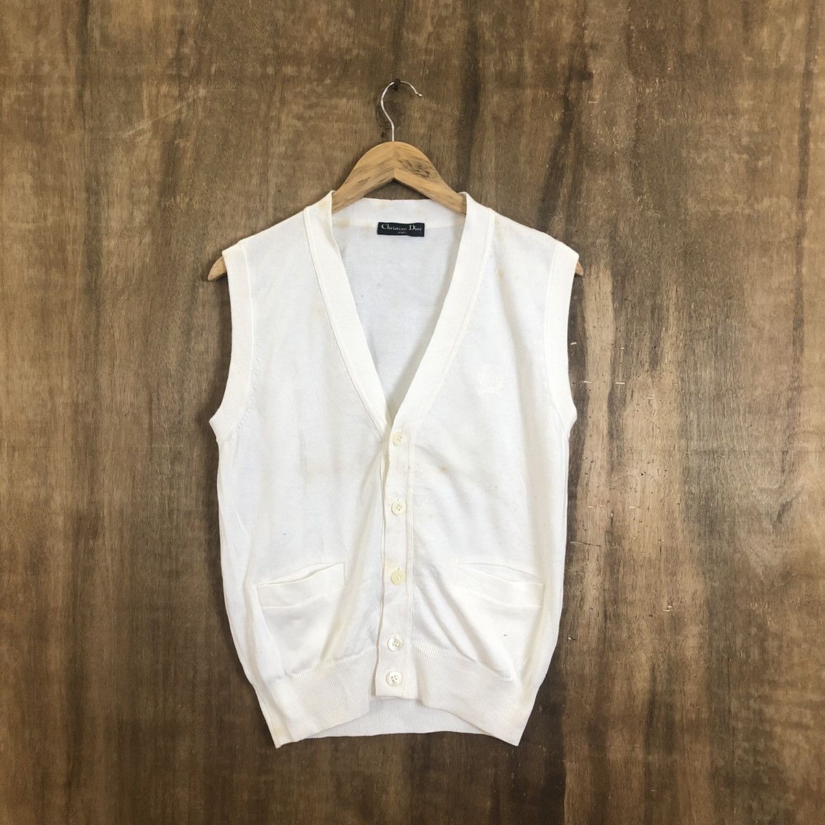Christian Dior Monsieur Chistian Dior White Yellow Vest cardigan Knitwear #099 Size US S / EU 44-46 / 1 - 1 Thumbnail