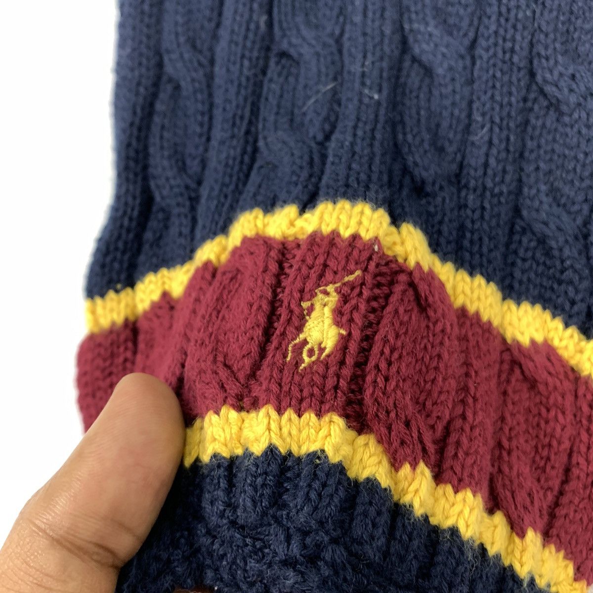 Other × Polo Ralph Lauren × Ralph Lauren POLO RALPH LAUREN Pleated Striped Cable Knit Muffler Scarf Size ONE SIZE - 7 Thumbnail