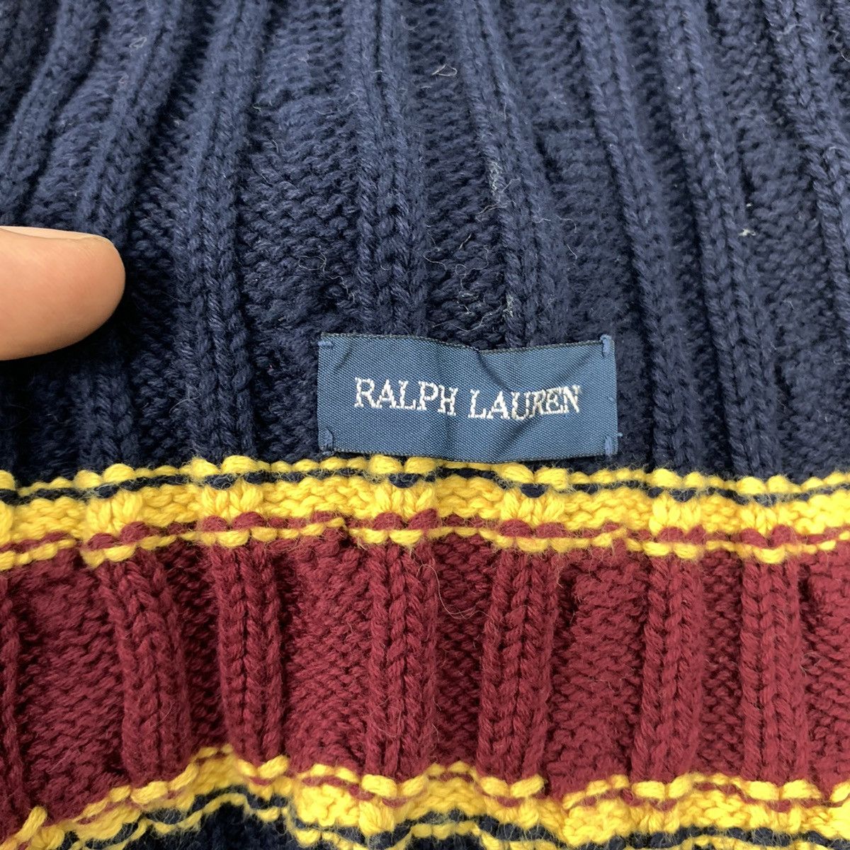 Other × Polo Ralph Lauren × Ralph Lauren POLO RALPH LAUREN Pleated Striped Cable Knit Muffler Scarf Size ONE SIZE - 8 Thumbnail